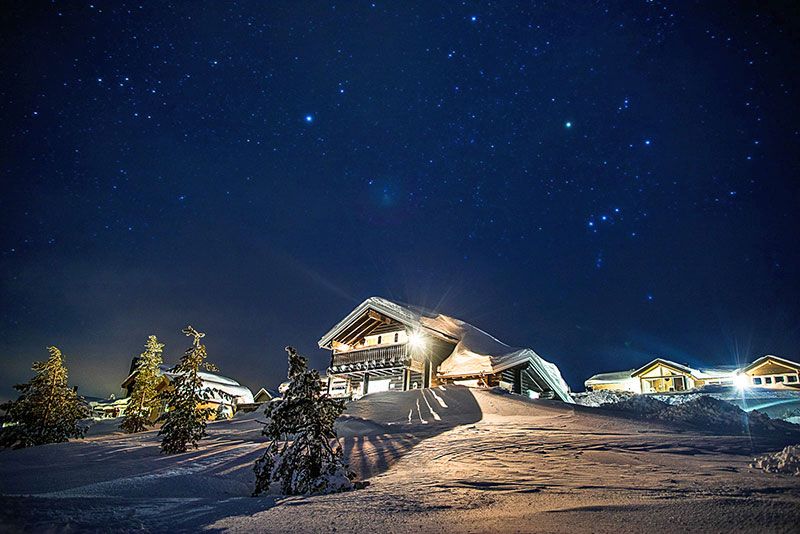 hytter på Vrådal booking i en vinternatt