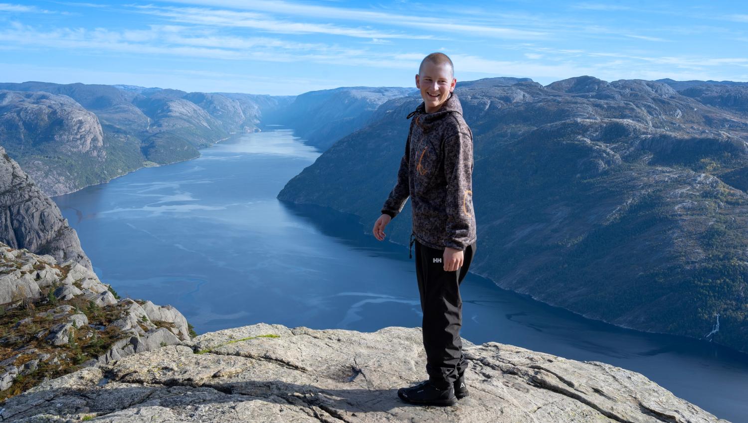 The Lysefjord winds like a blue carpet between the mountain walls