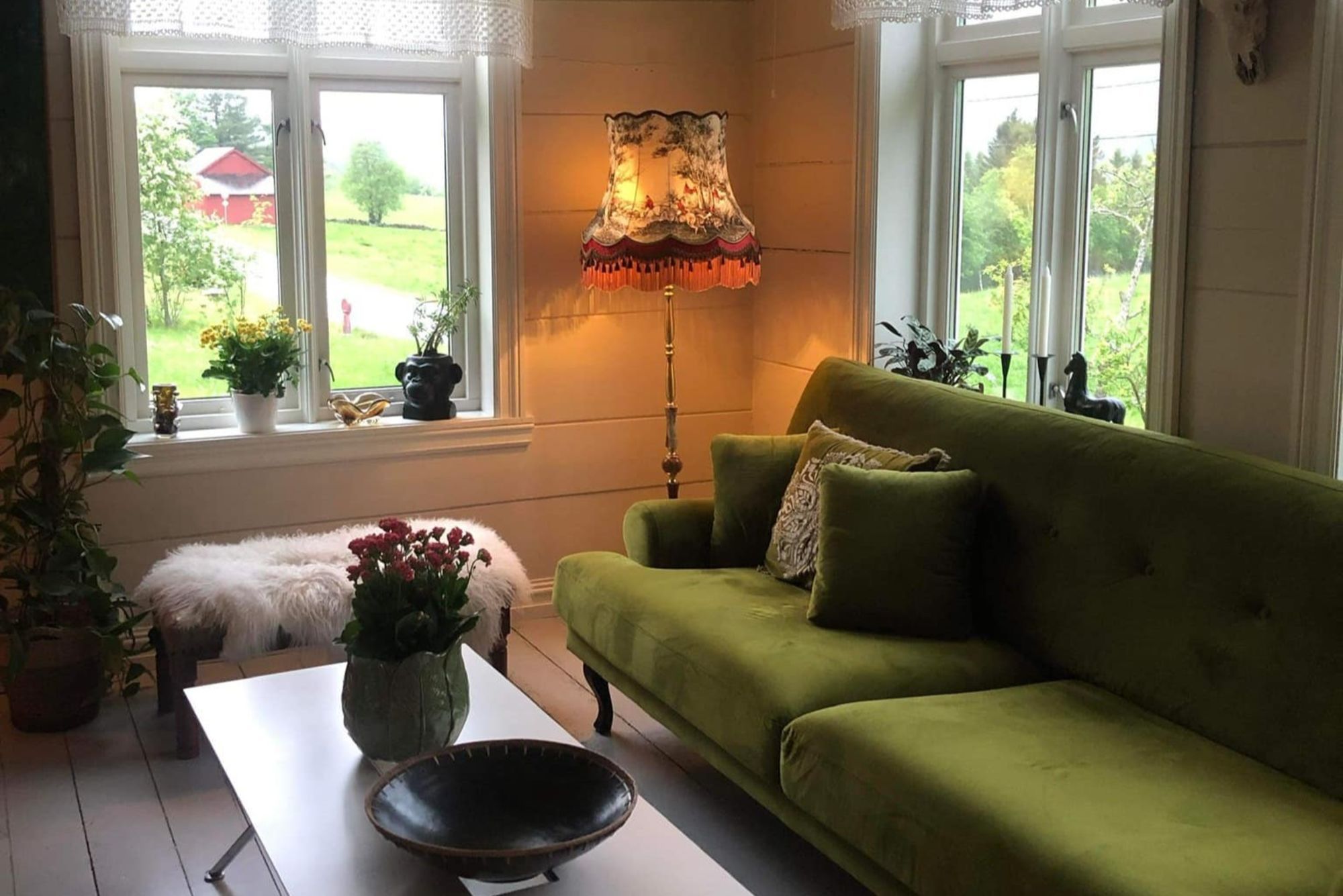 Koslig stue på Monshaugen Home.