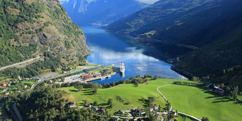 A view of Flåm from above