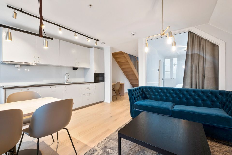 Kjøkkenhjørne i leilighet. Frogner House Apartments