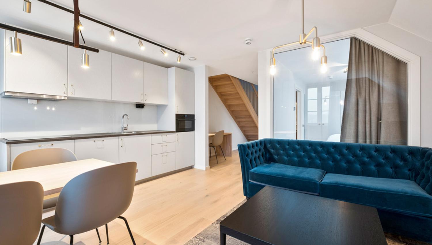 Kjøkkenhjørne i leilighet. Frogner House Apartments