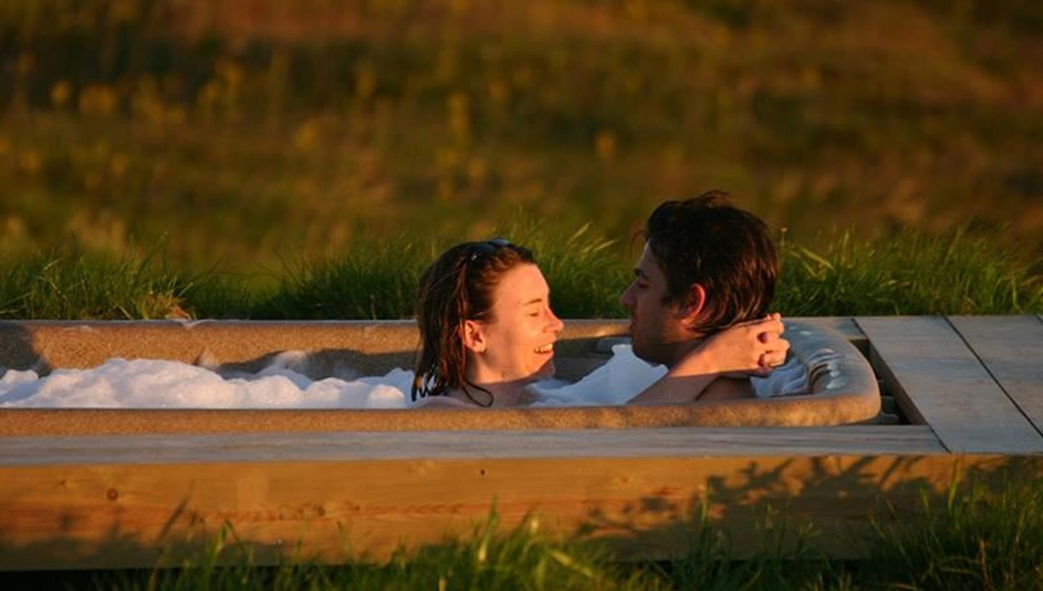Hot pools on Stave Camping
