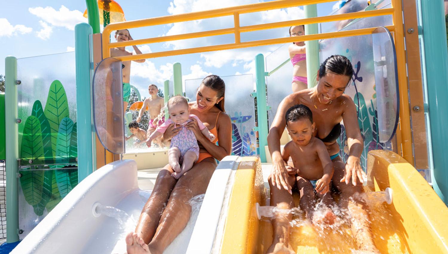 mothers with small children in a slide at Bø Sommarland