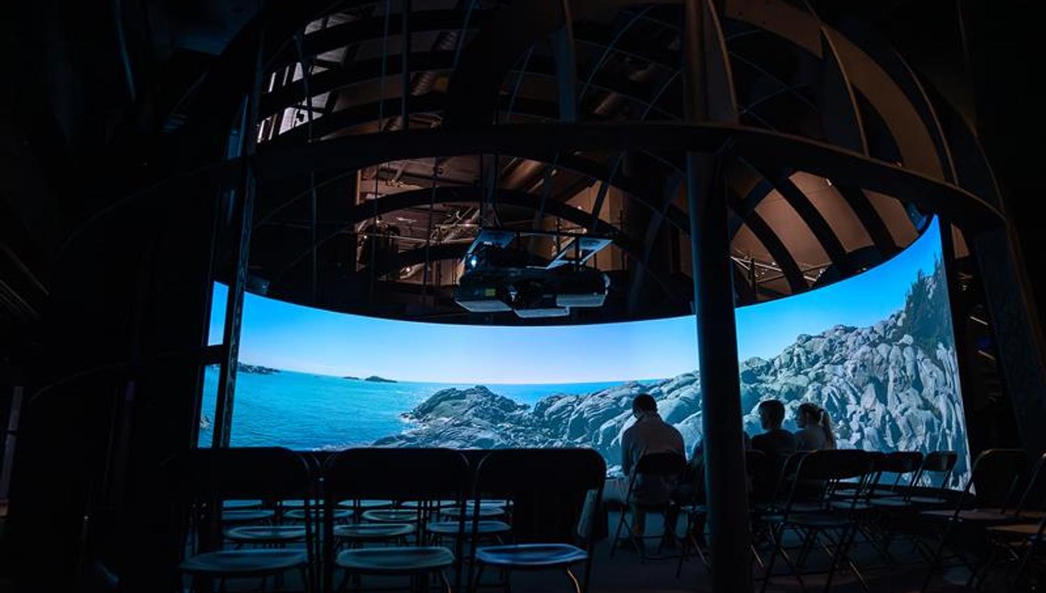 People watching a 270-degree film
