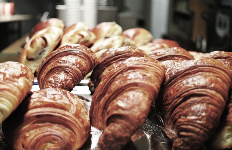 Detail photo of croissants.