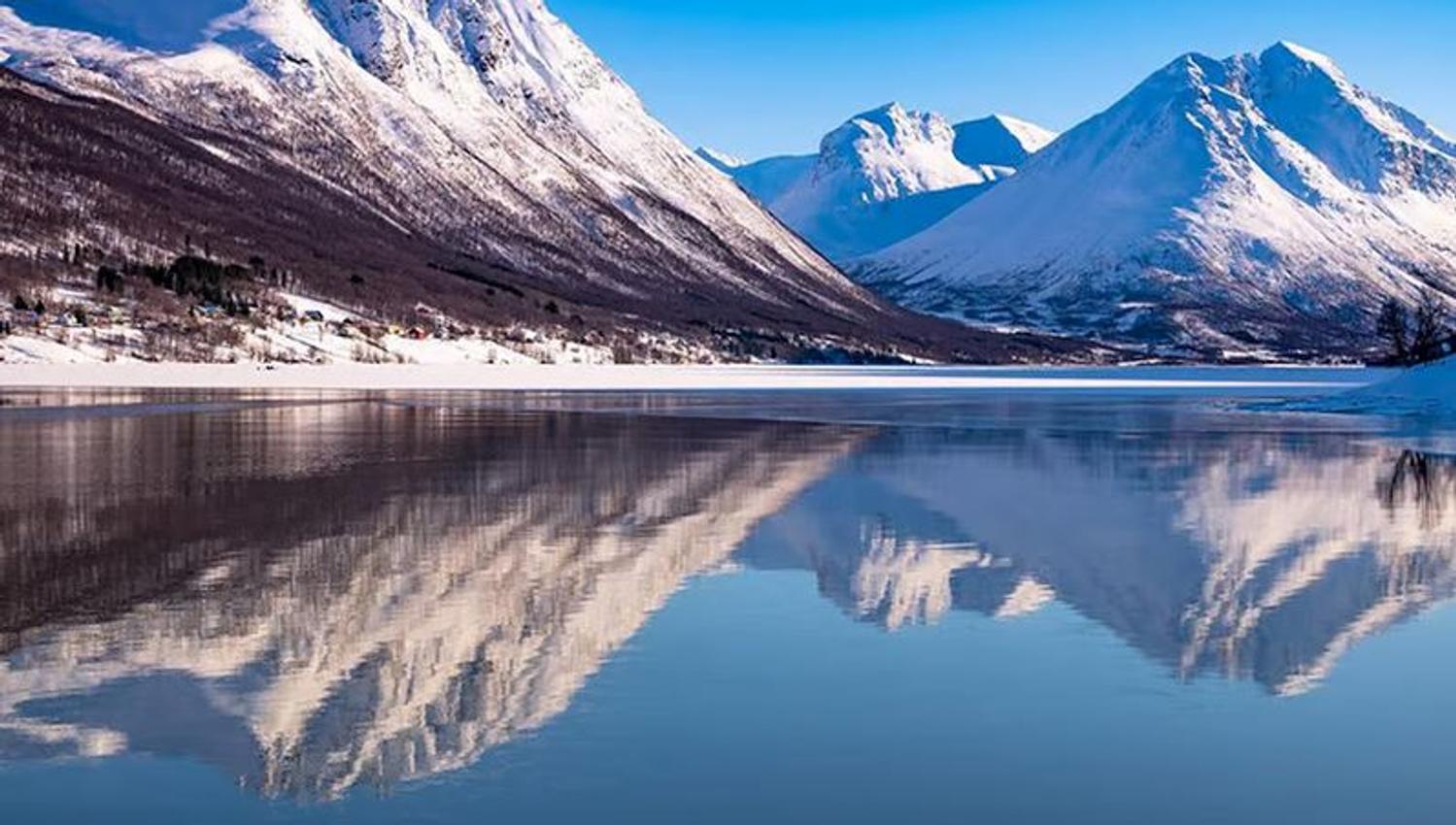 The mountains of Malangen seen from the sea
