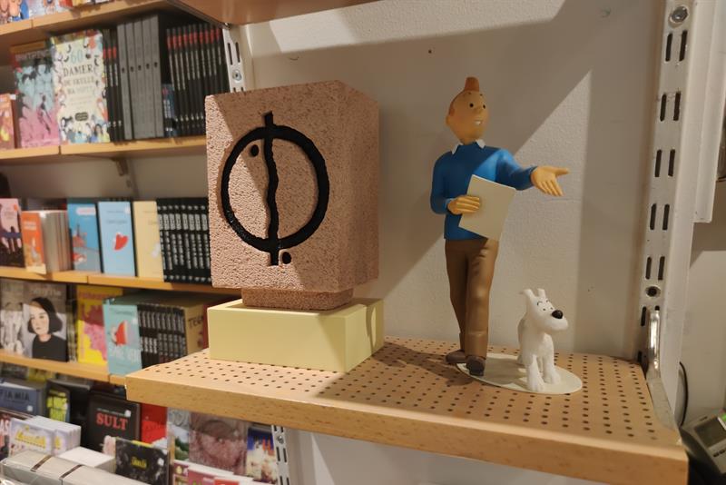 Detail of Tintin figurine.