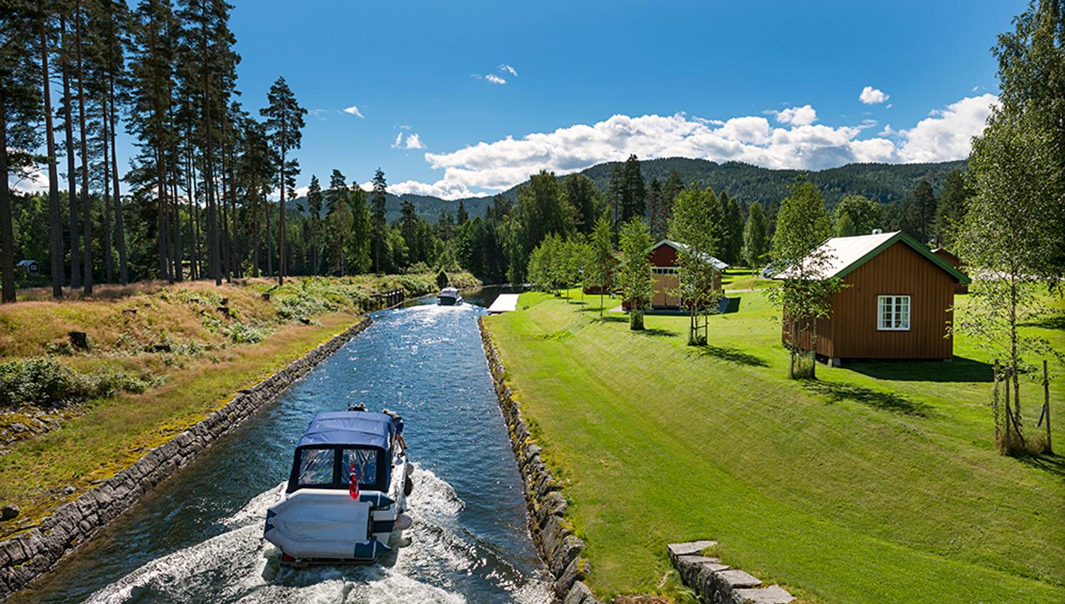 leisure boat on the Telemark Canal