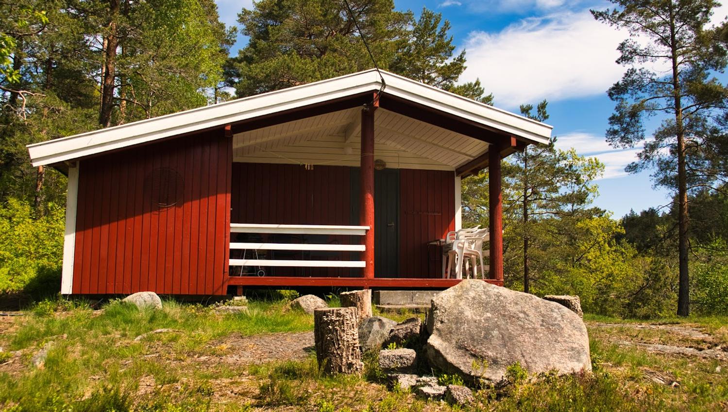 Rød hytte.