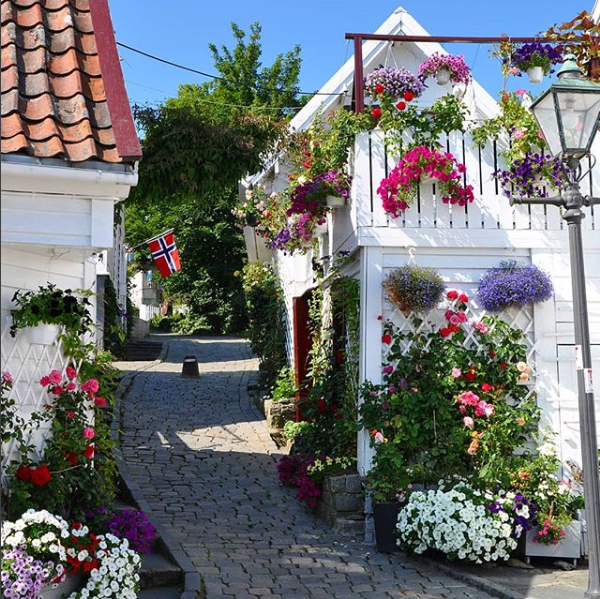 Fargerike gater i Gamle Stavanger