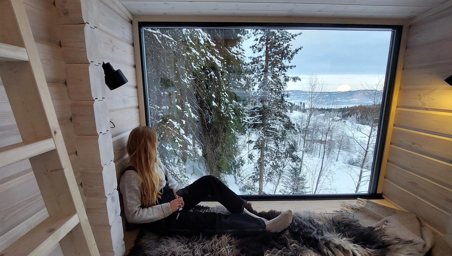 woman looking out of a window