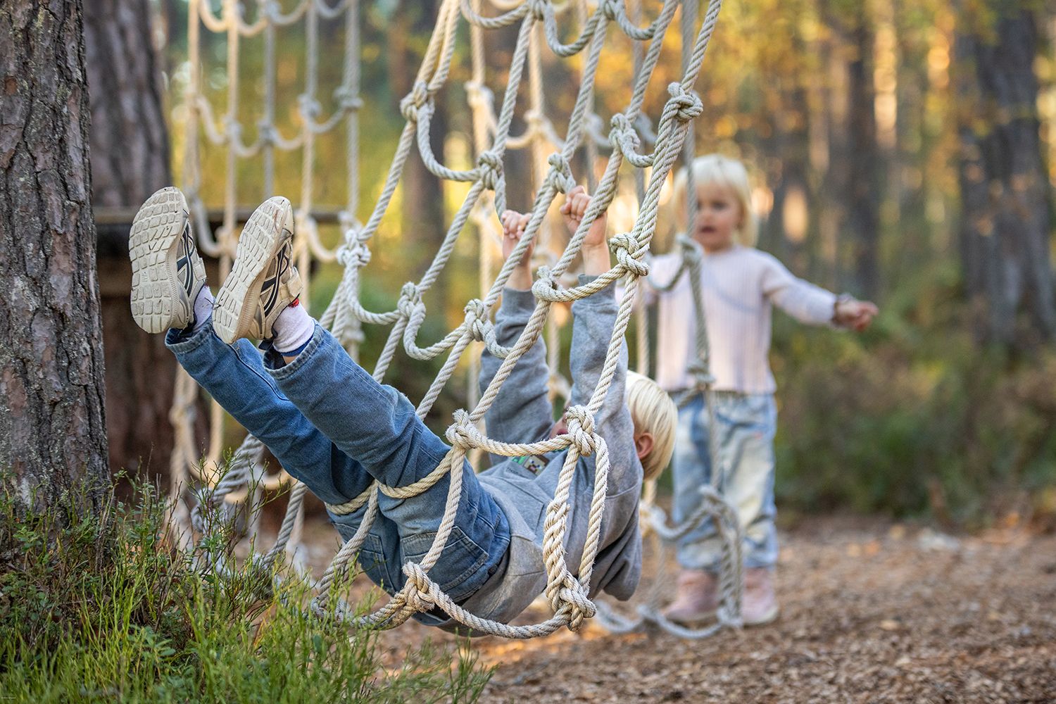Children playing in the climbing park in Hamaren Activity Park.