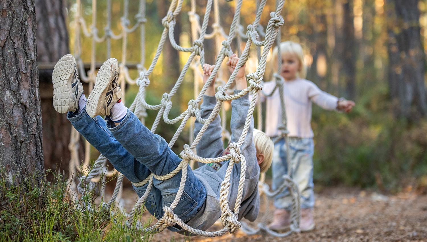 Children playing in the climbing park in Hamaren Activity Park.