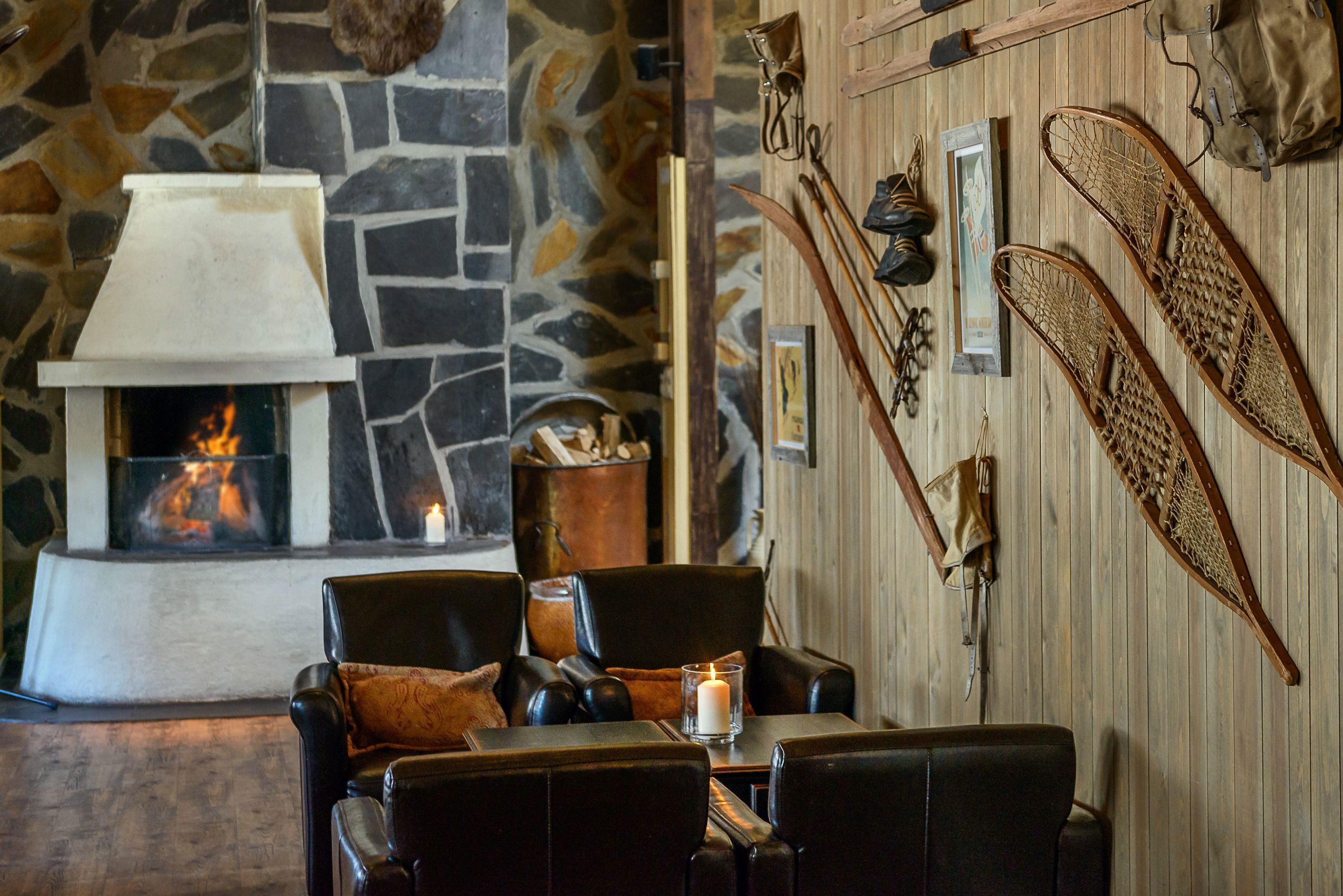 The fireplace lounge at the hotel