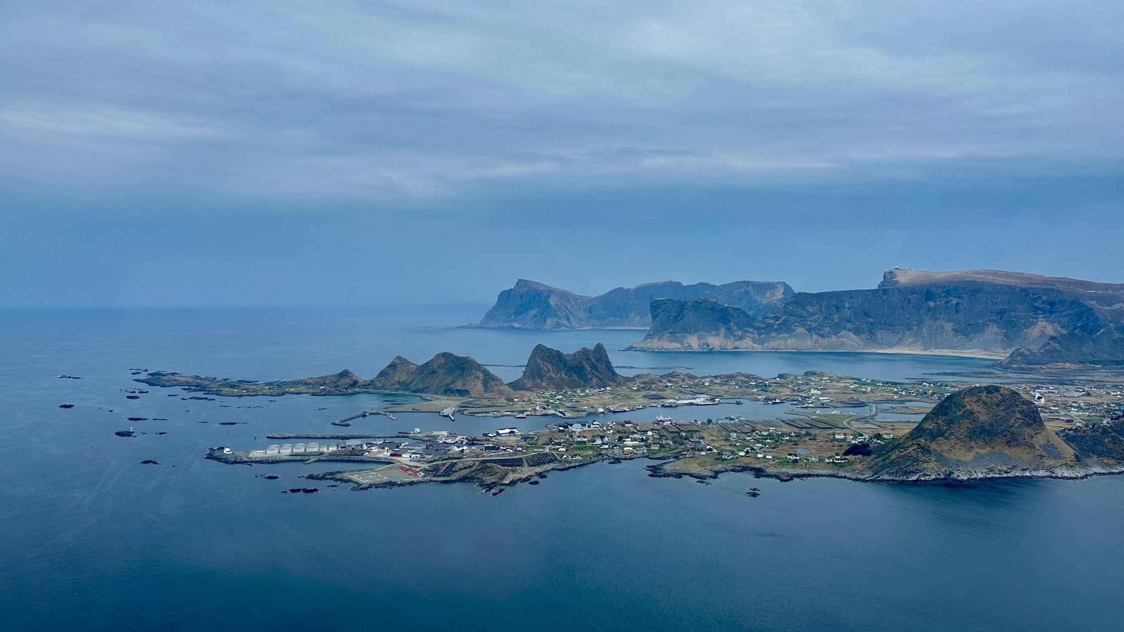 Værøy seen from the helicopter