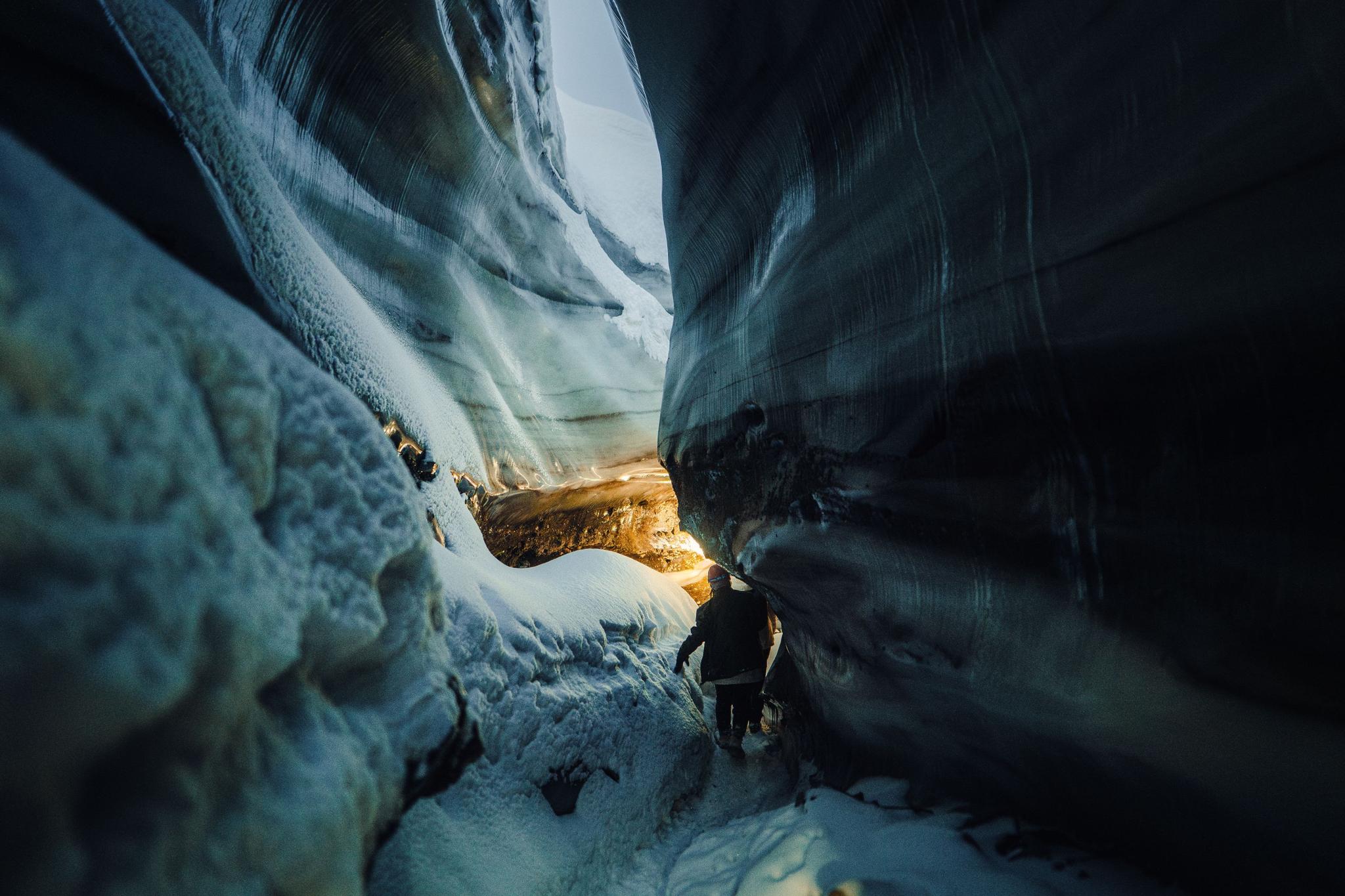 Person walking in an iceridge