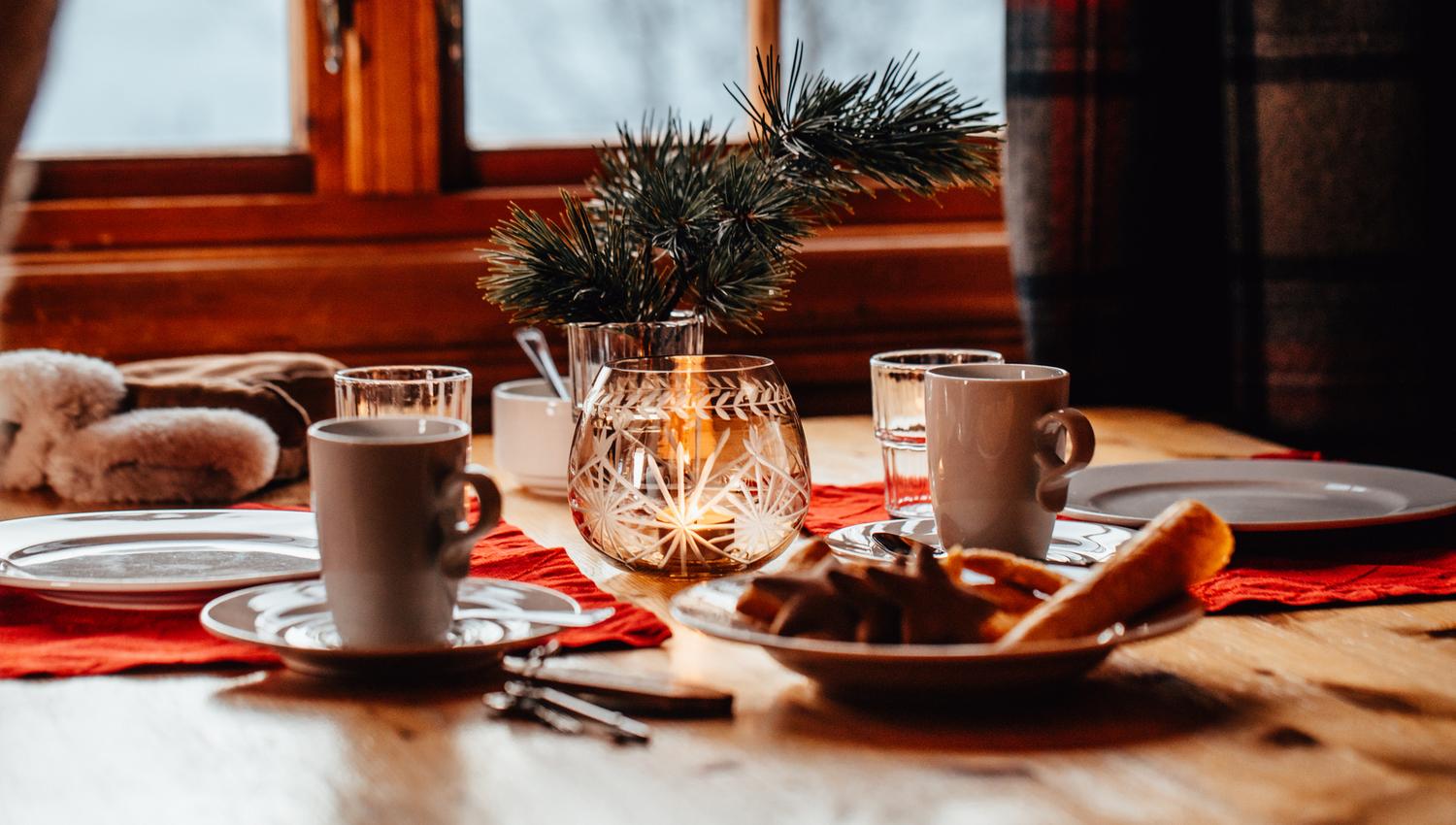 Christmas table in cabin