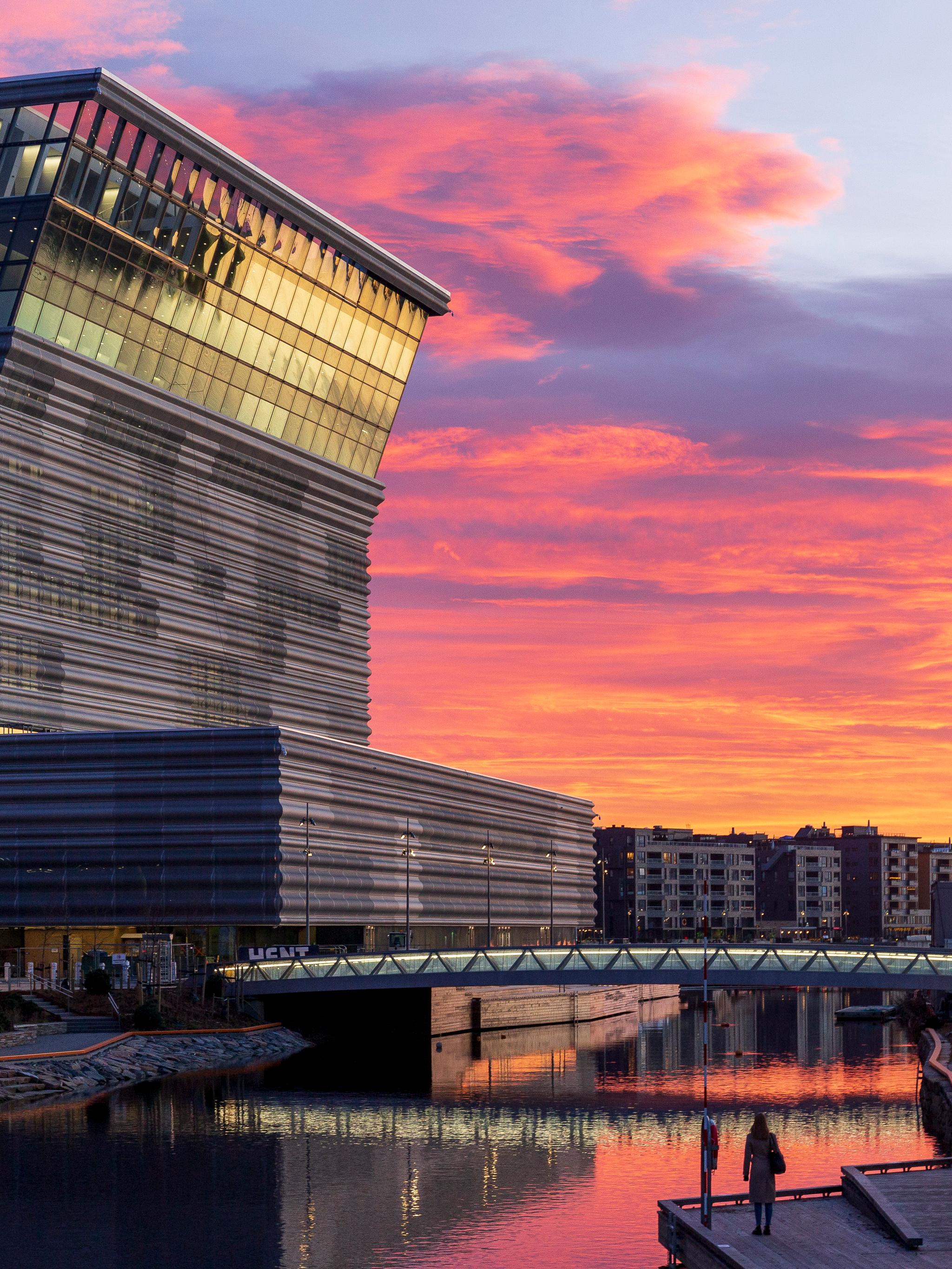 The Munch Museum in Oslo, Norway, during sunset