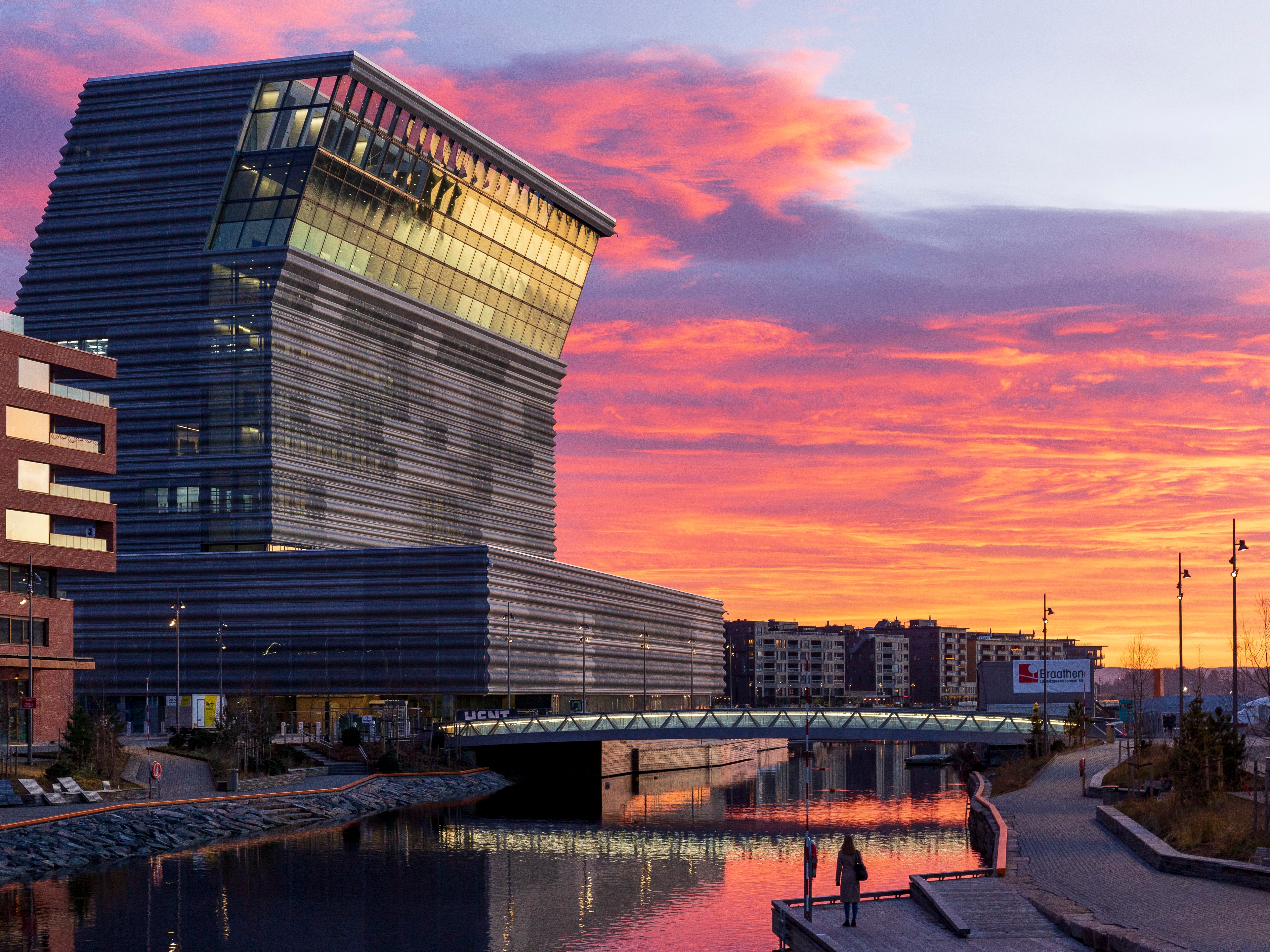 The Munch Museum in Oslo, Norway, during sunset