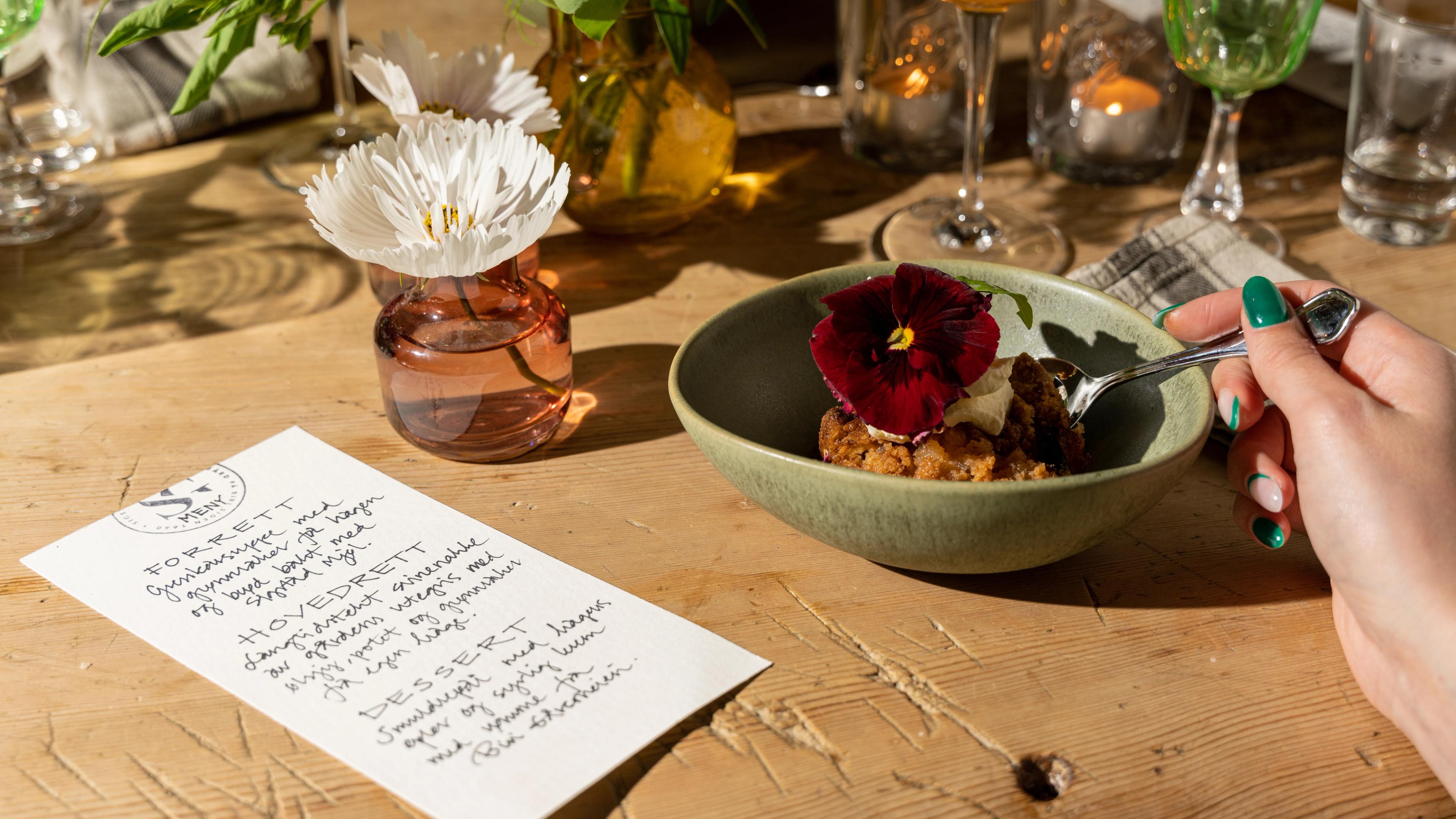 Local food at a Farm cake with edible flower wild pansy flower