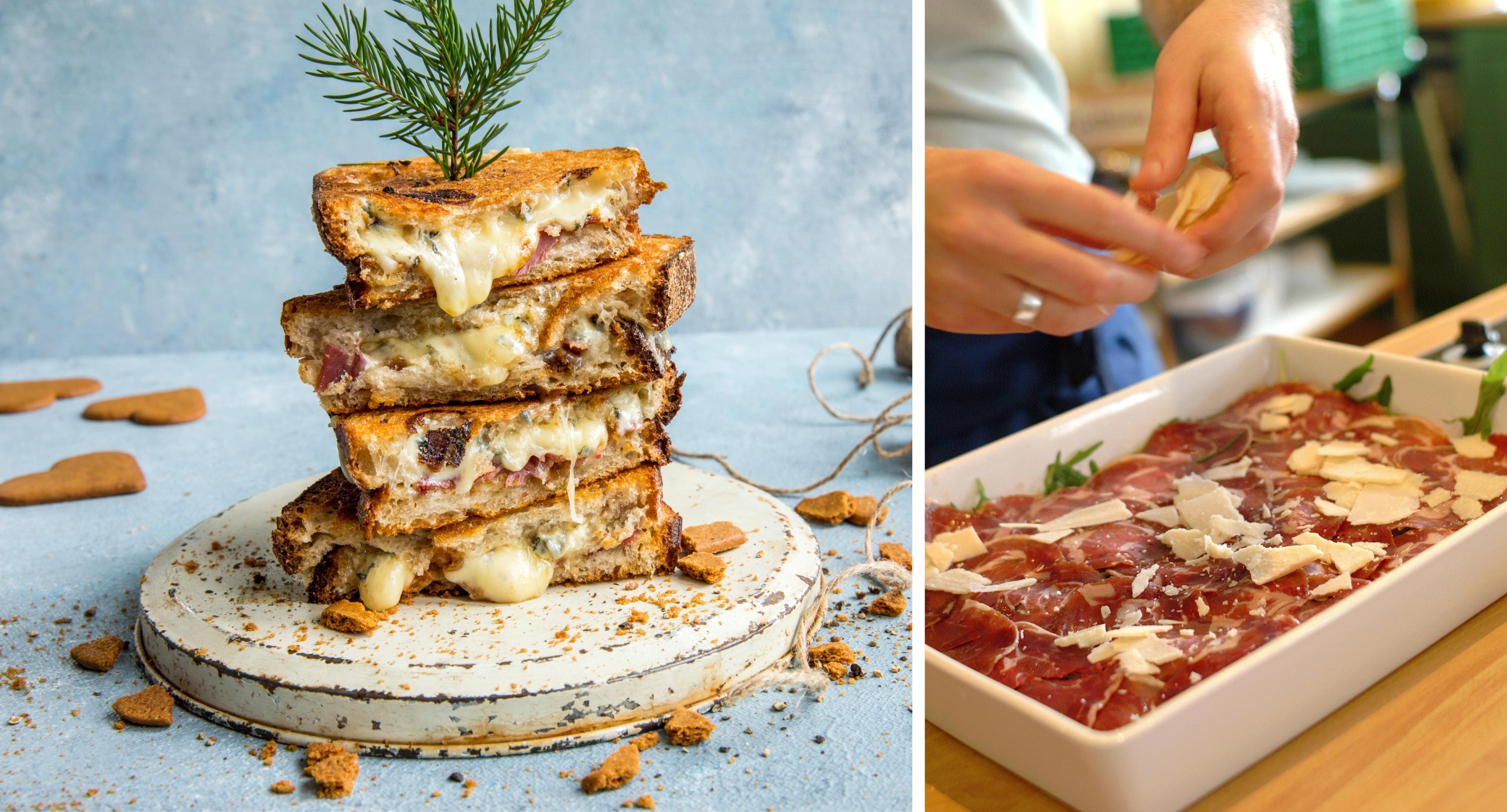 Toast with fenalår and carpaccio with fenalår