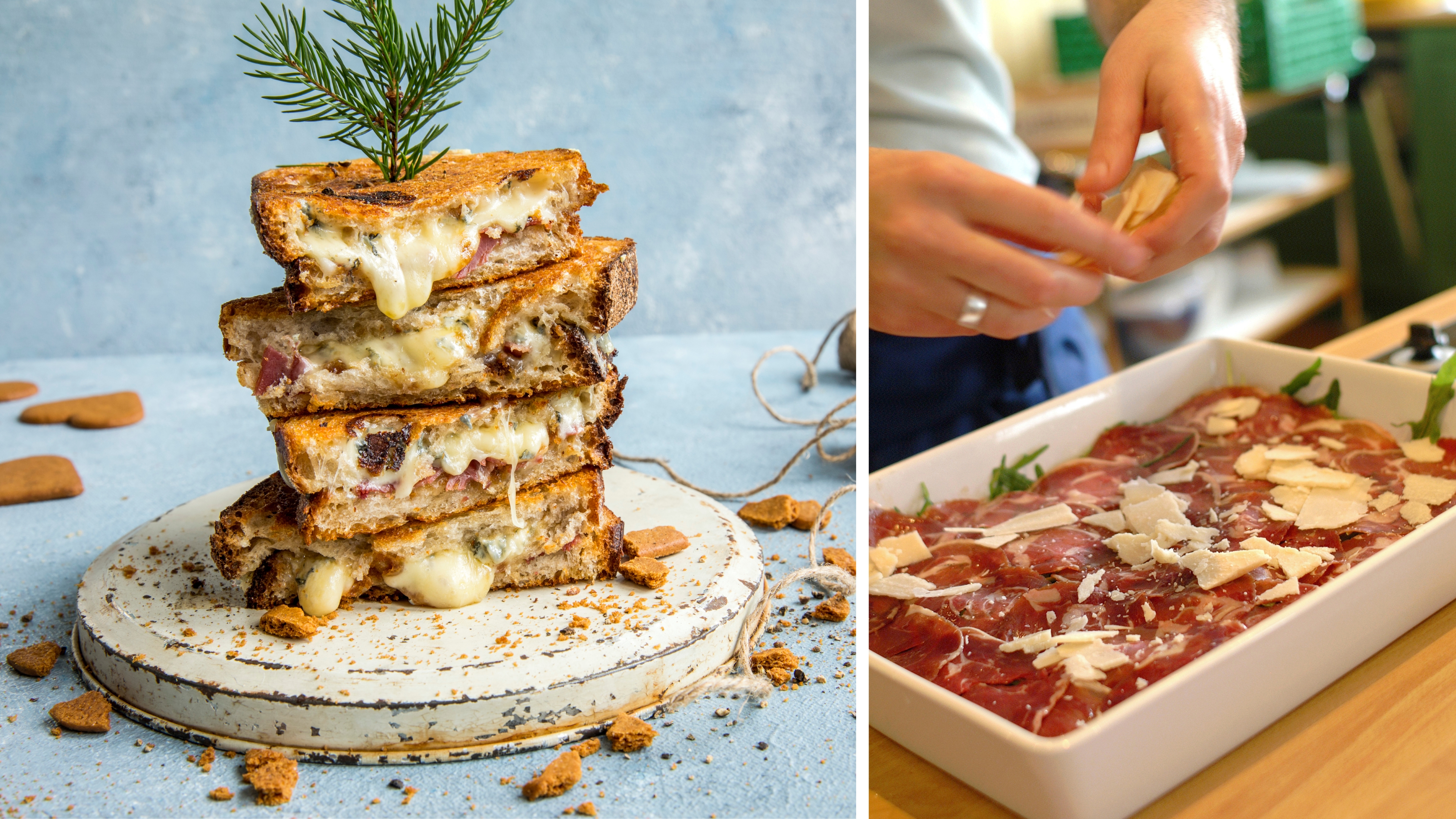 Toast with fenalår and carpaccio with fenalår