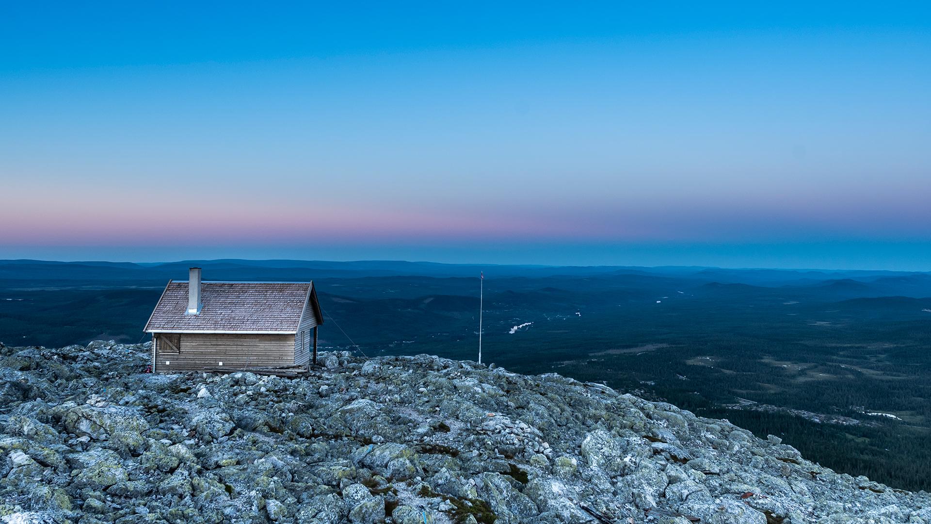 The Brannvakthyttta cabin at the top of mount Trysilfjellet in Trysil, Eastern Norway