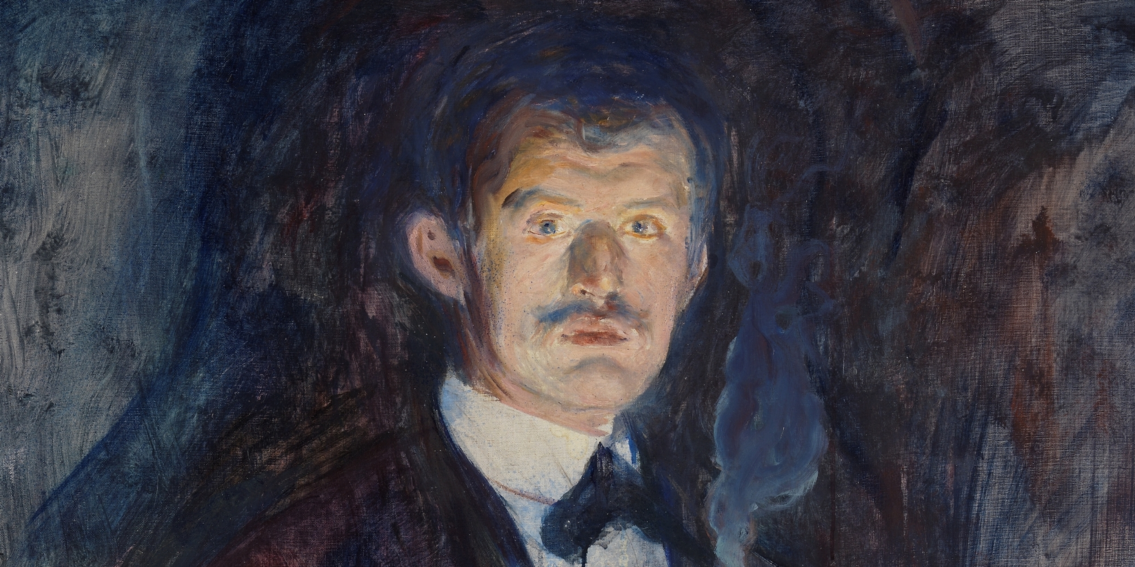 Selvportrett av Edvard Munch som holder en sigarett