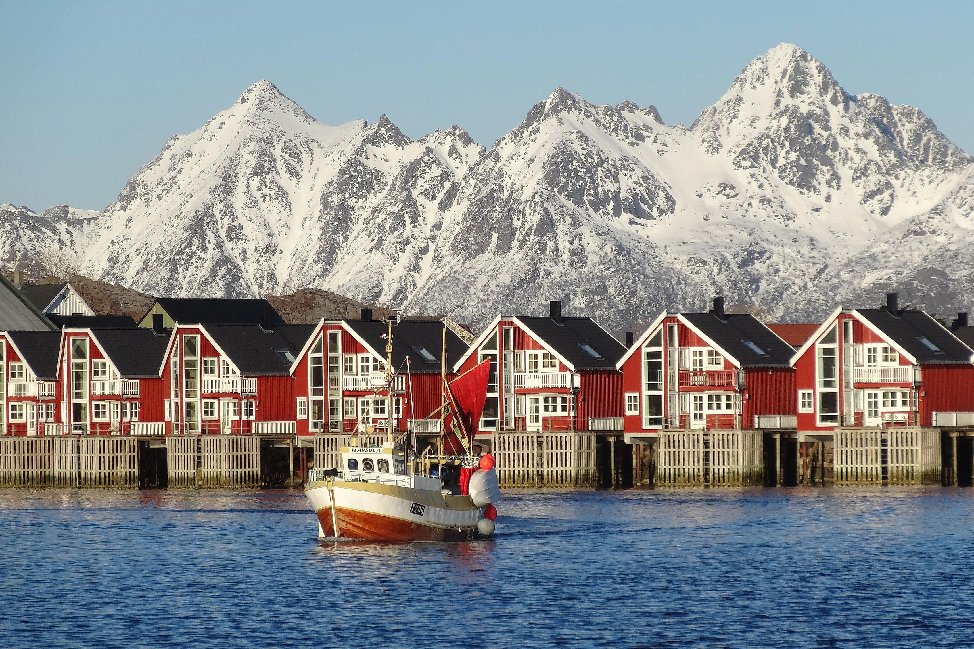 Modern fishermen's cabins in Svolvær