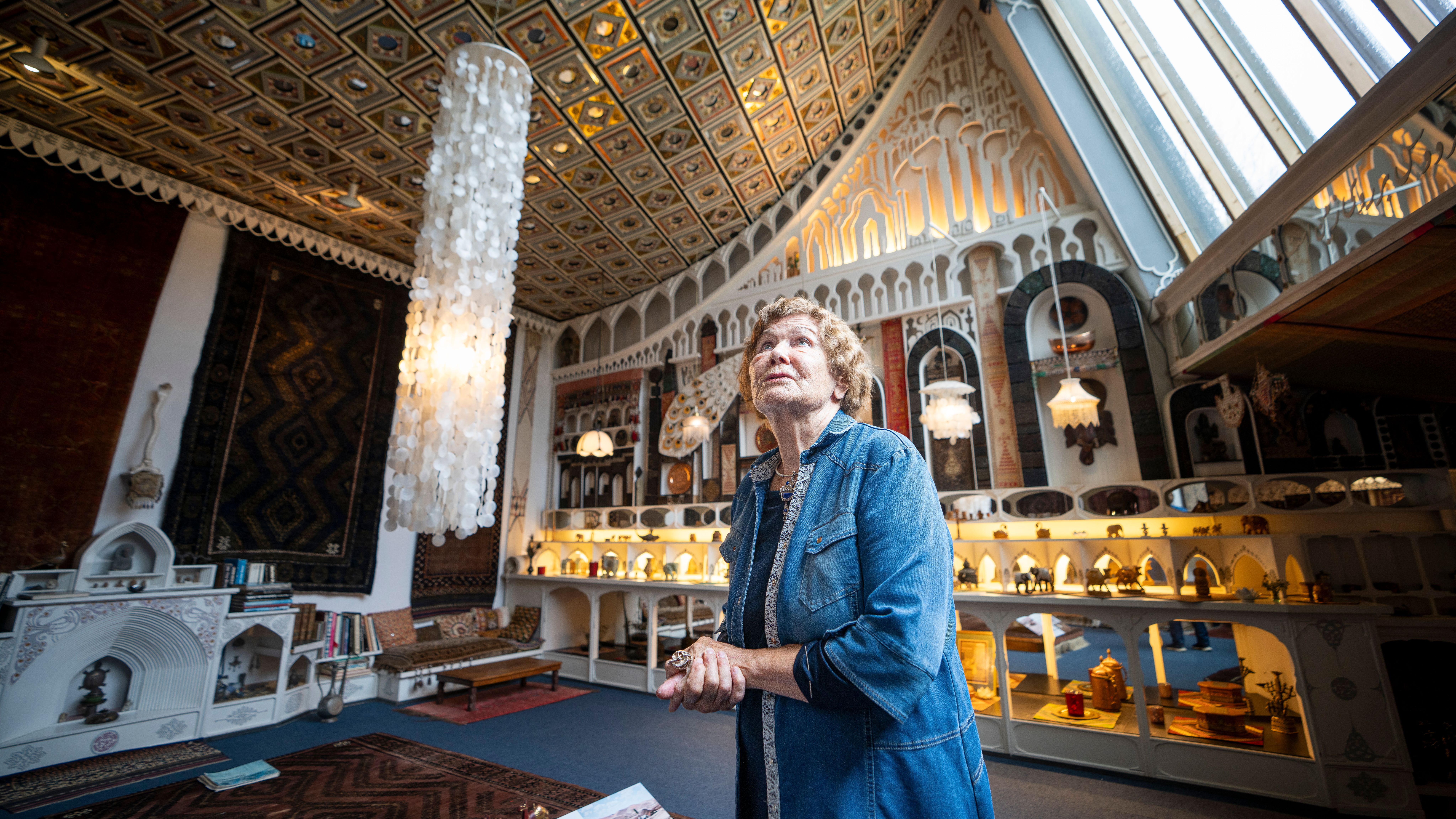Regine Juhls in front of her work at Juhls Silver Gallery