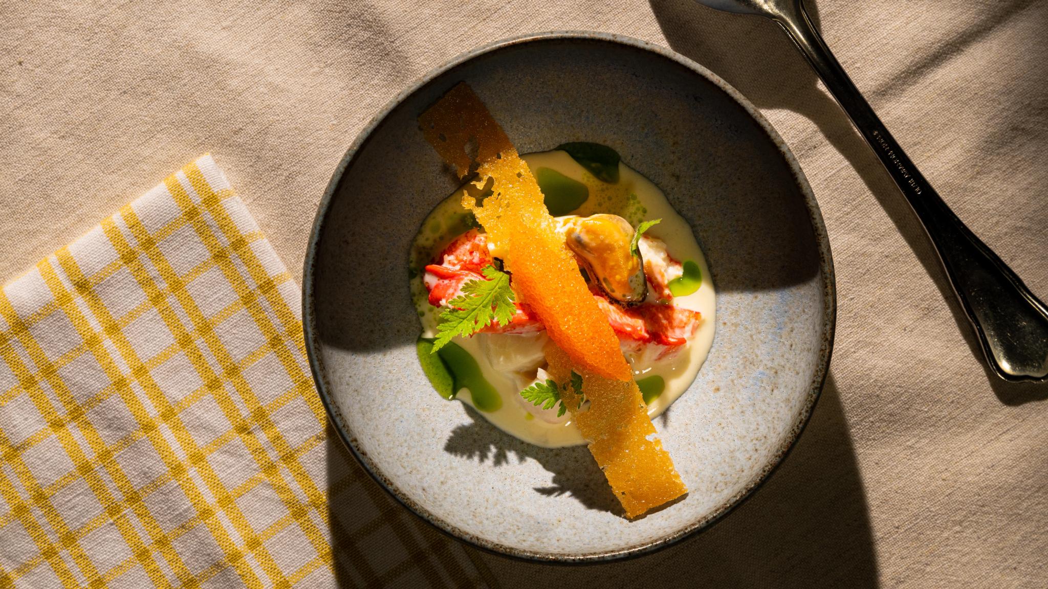 A modern version of a fish soup made by chef Tom Victor Gausdal.