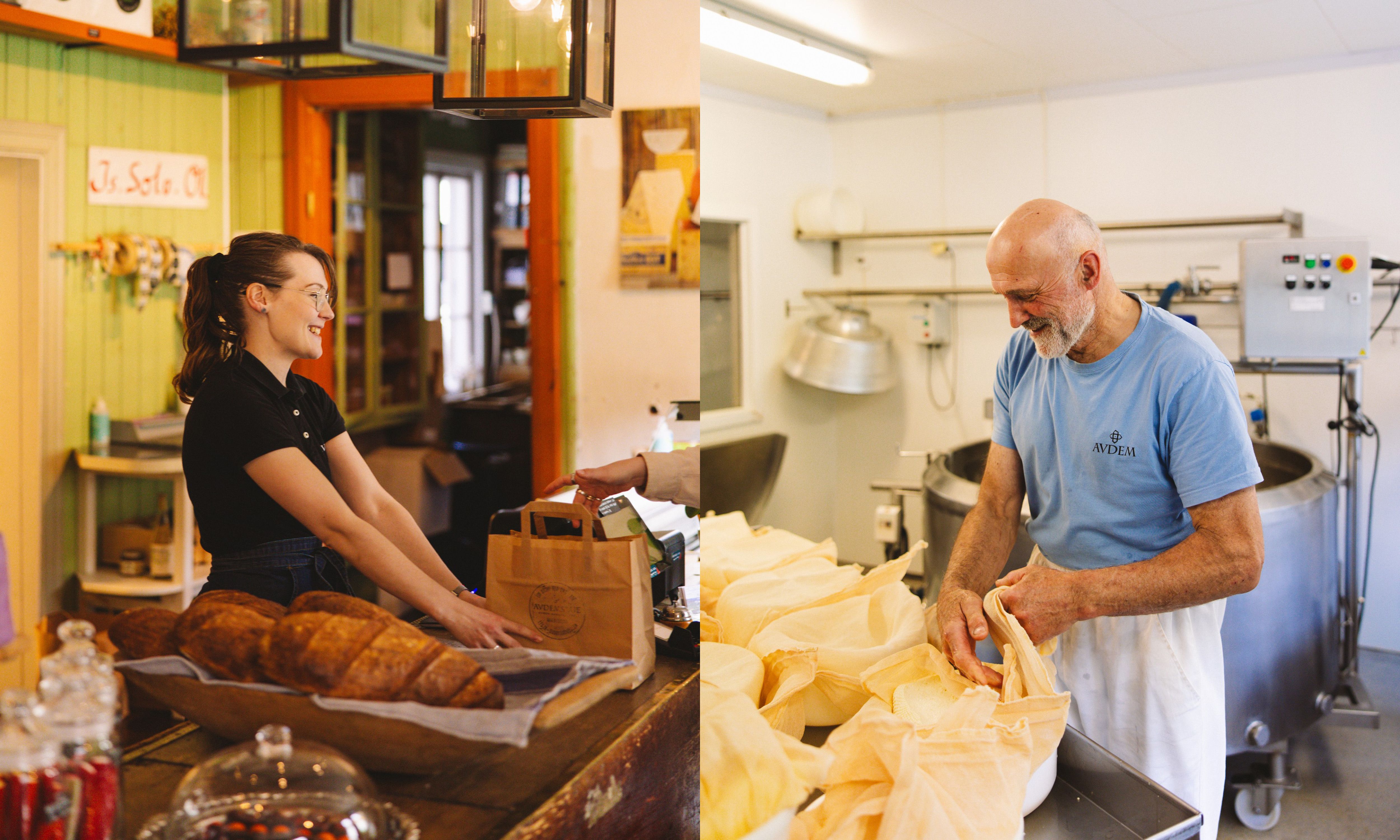 Avdemsbue local store in Lesja and inside of the store.