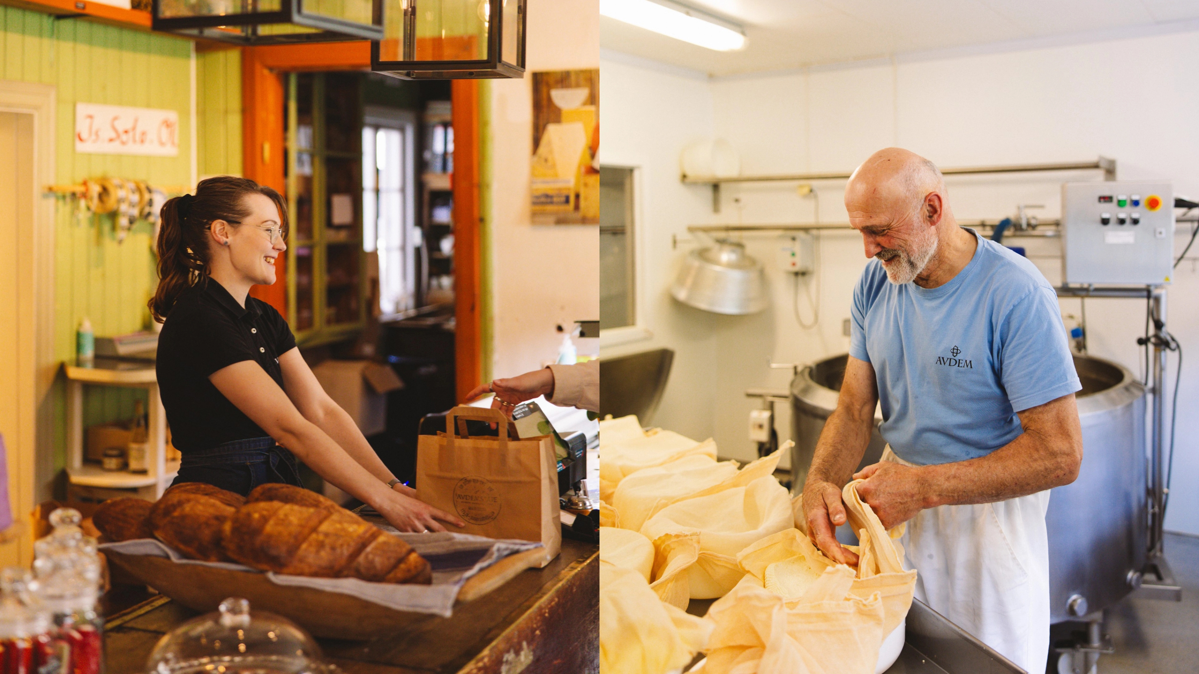 Avdemsbue local store in Lesja and inside of the store.
