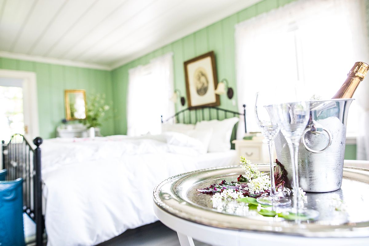 A bedroom at Hoel farm, Eastern Norway