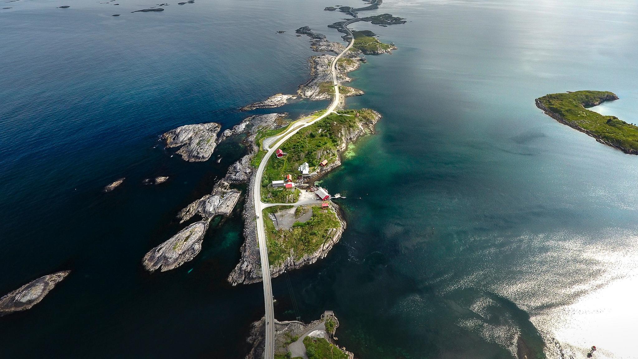 The Atlantic road which meanders though the most western islands out in the open sea, at The northwest