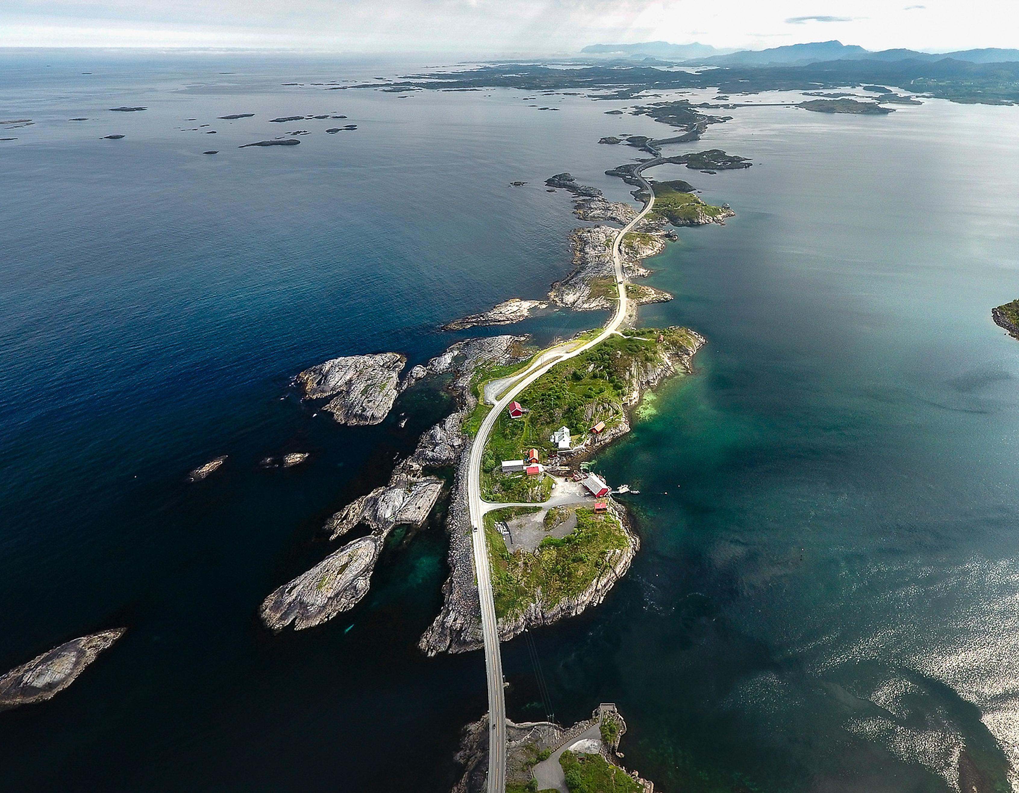 The Atlantic road which meanders though the most western islands out in the open sea, at The northwest