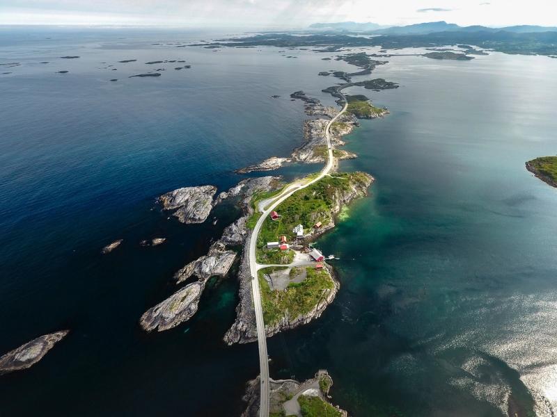 The Atlantic road which meanders though the most western islands out in the open sea, at The northwest