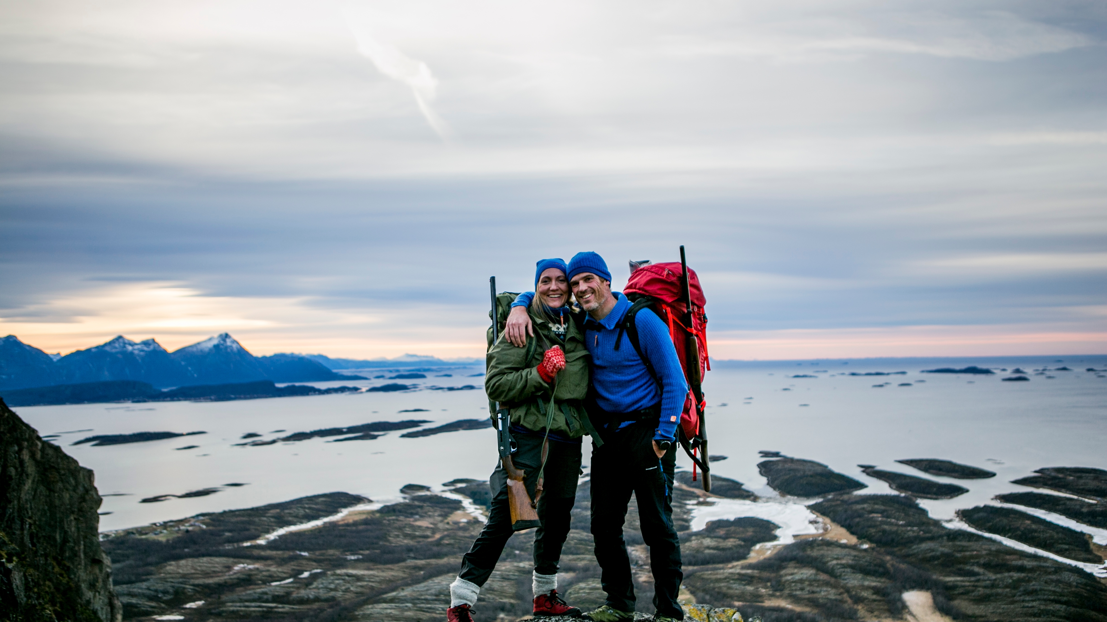 A couple hiking in Steigen, Northern Norway