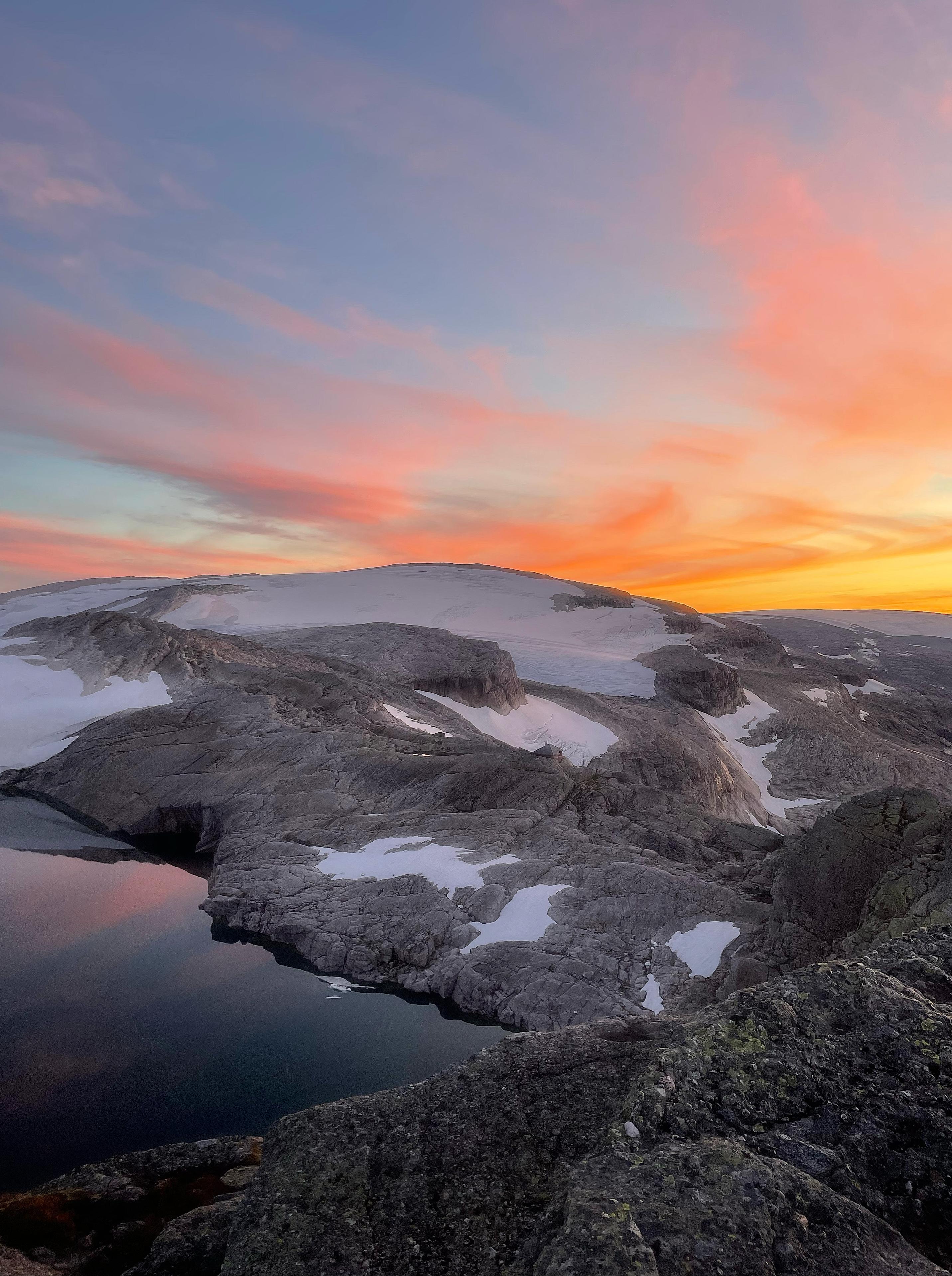 The view on the way from mount Gjegnen to the cabin of Gjegnabu in Nordfjord, Fjord Norway