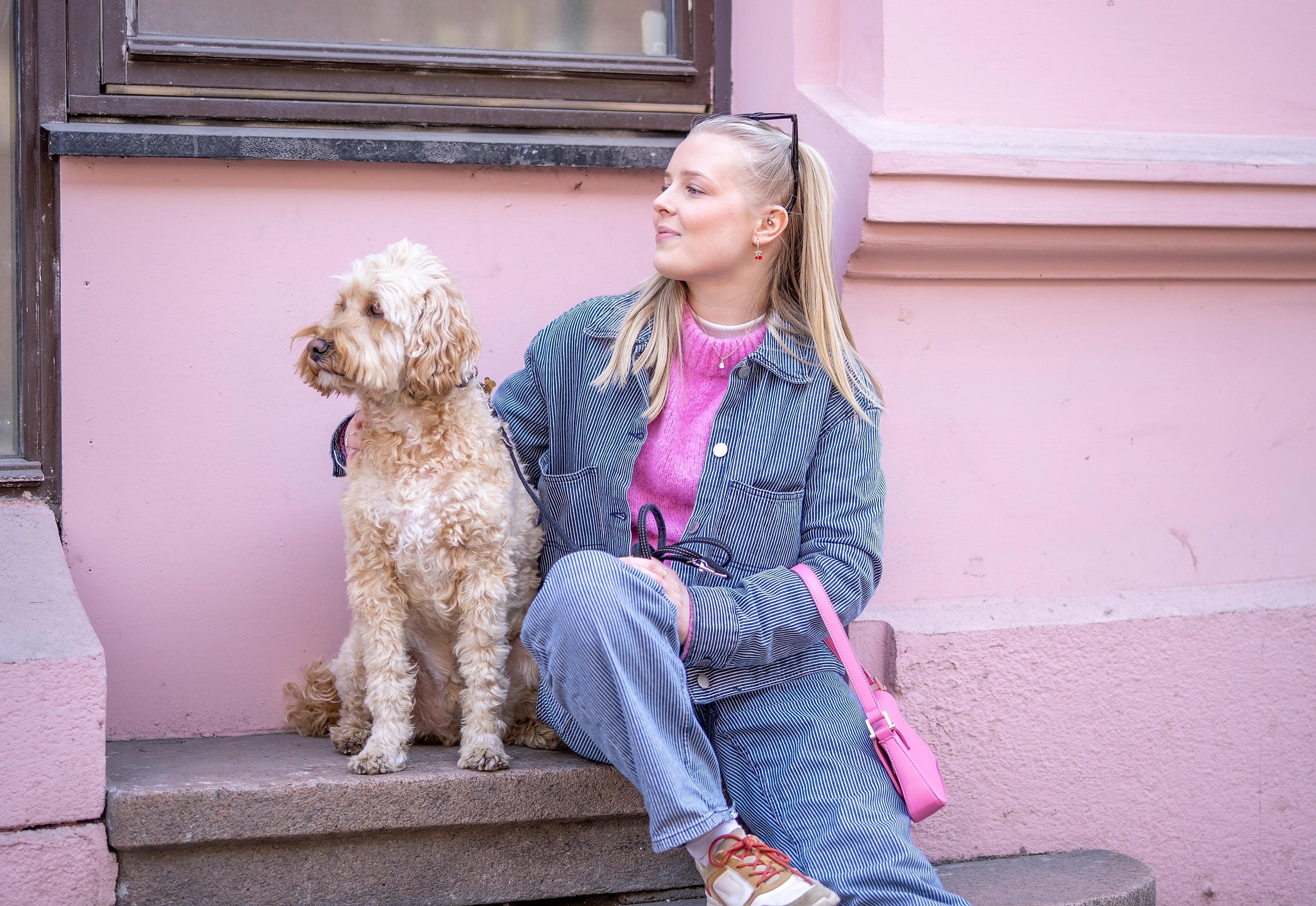 Woman posing with a dog in Oslo, Eastern Norway