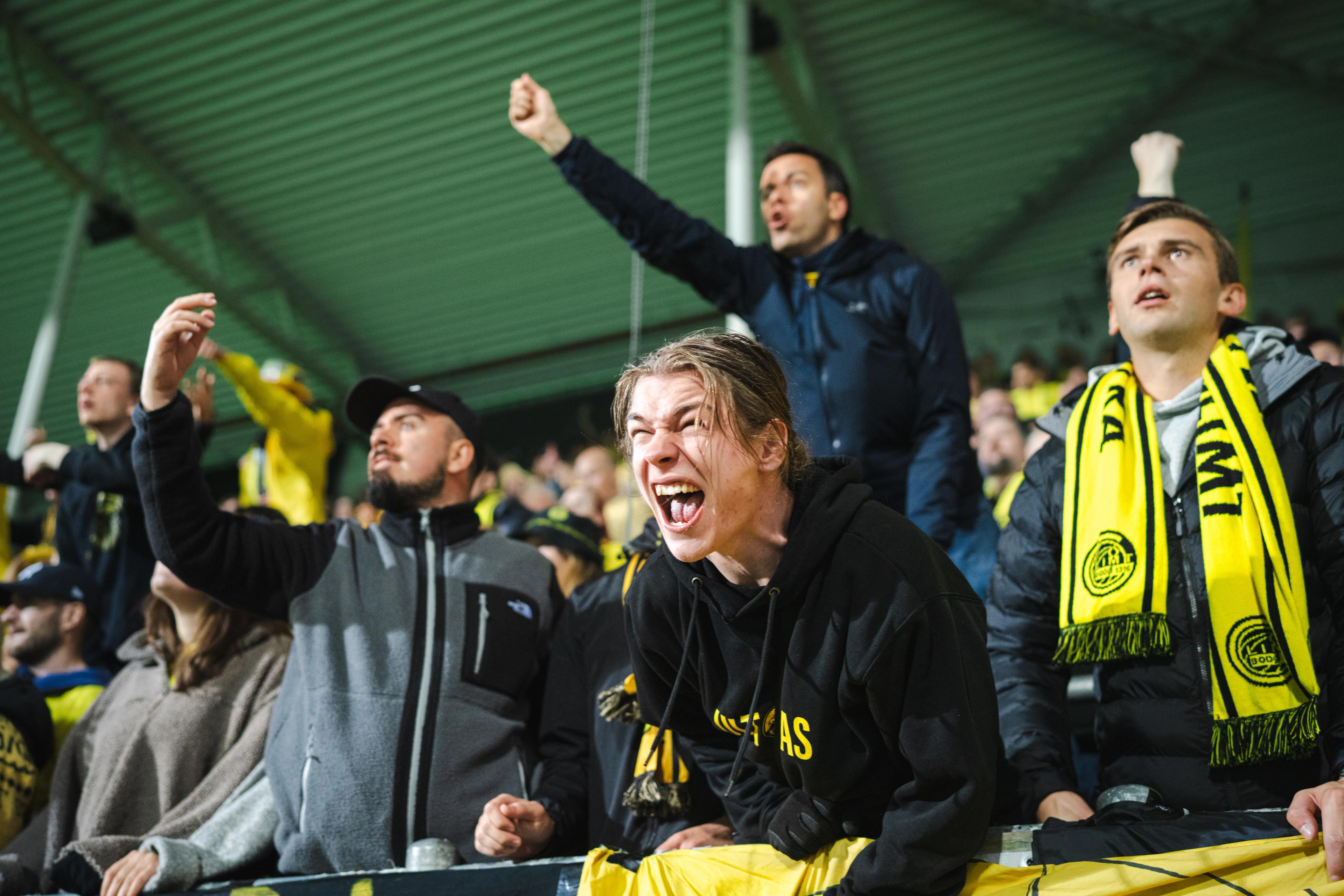Bodø/Glimt fans at Aspmyra in Bodø, Northern Norway