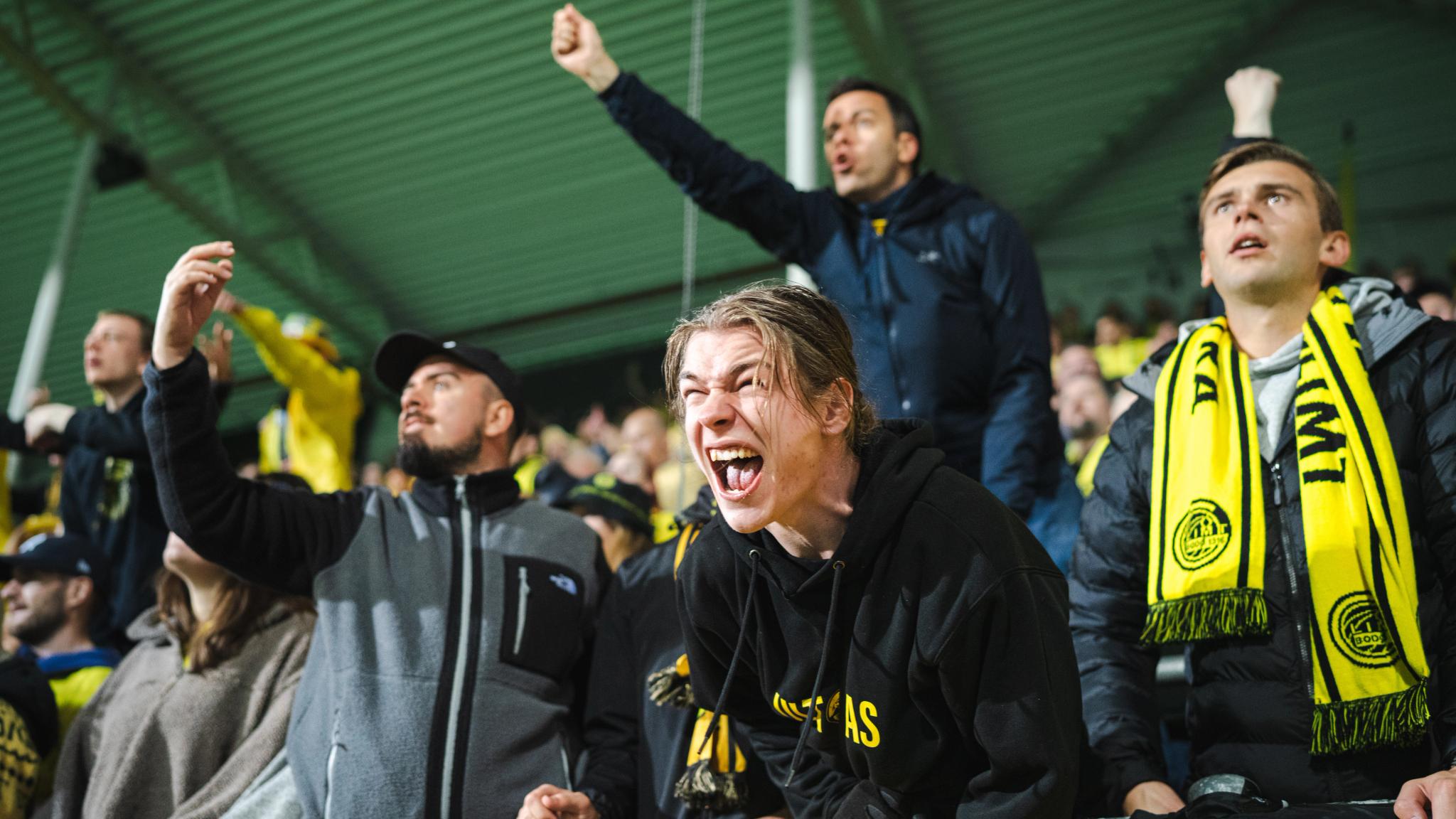 Bodø/Glimt fans at Aspmyra in Bodø, Northern Norway
