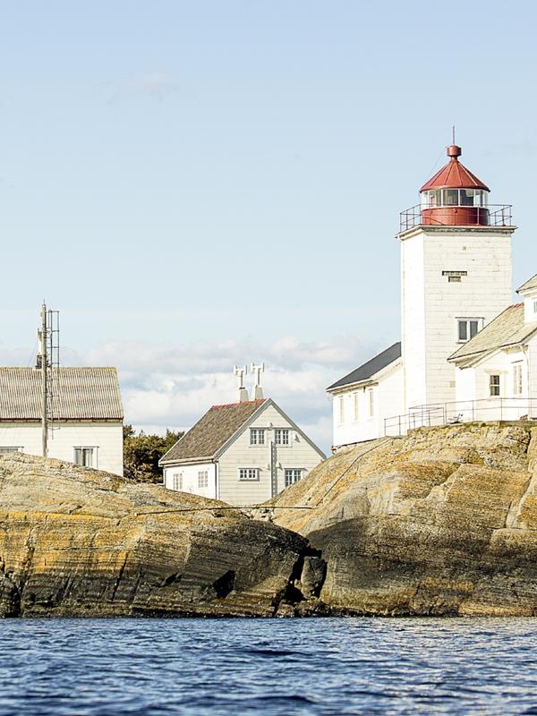 Langøytangen lighthouse on the island of Langøya in Langesund