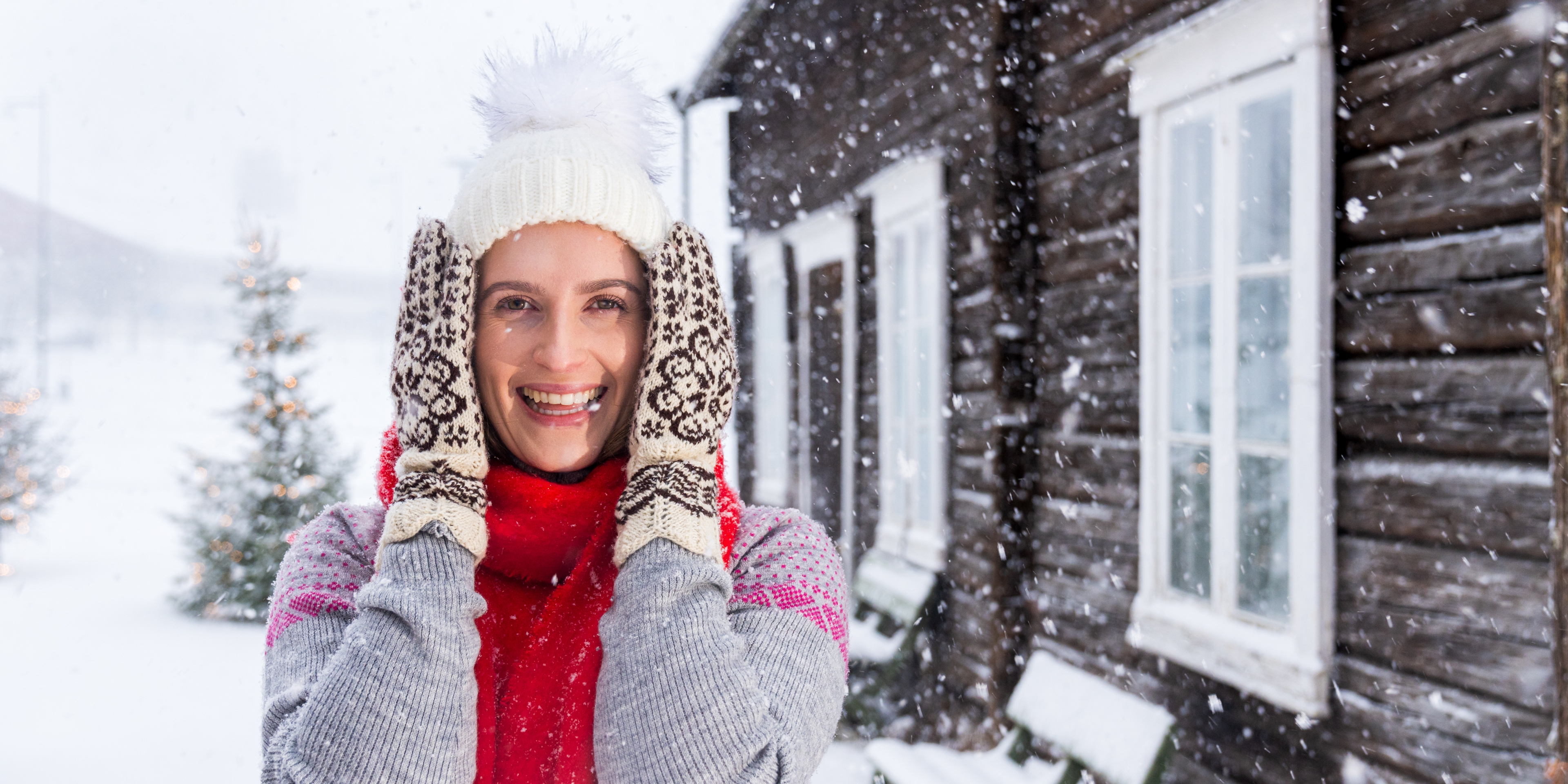A women with Selbu mittens in Selbu in winter, Norway.