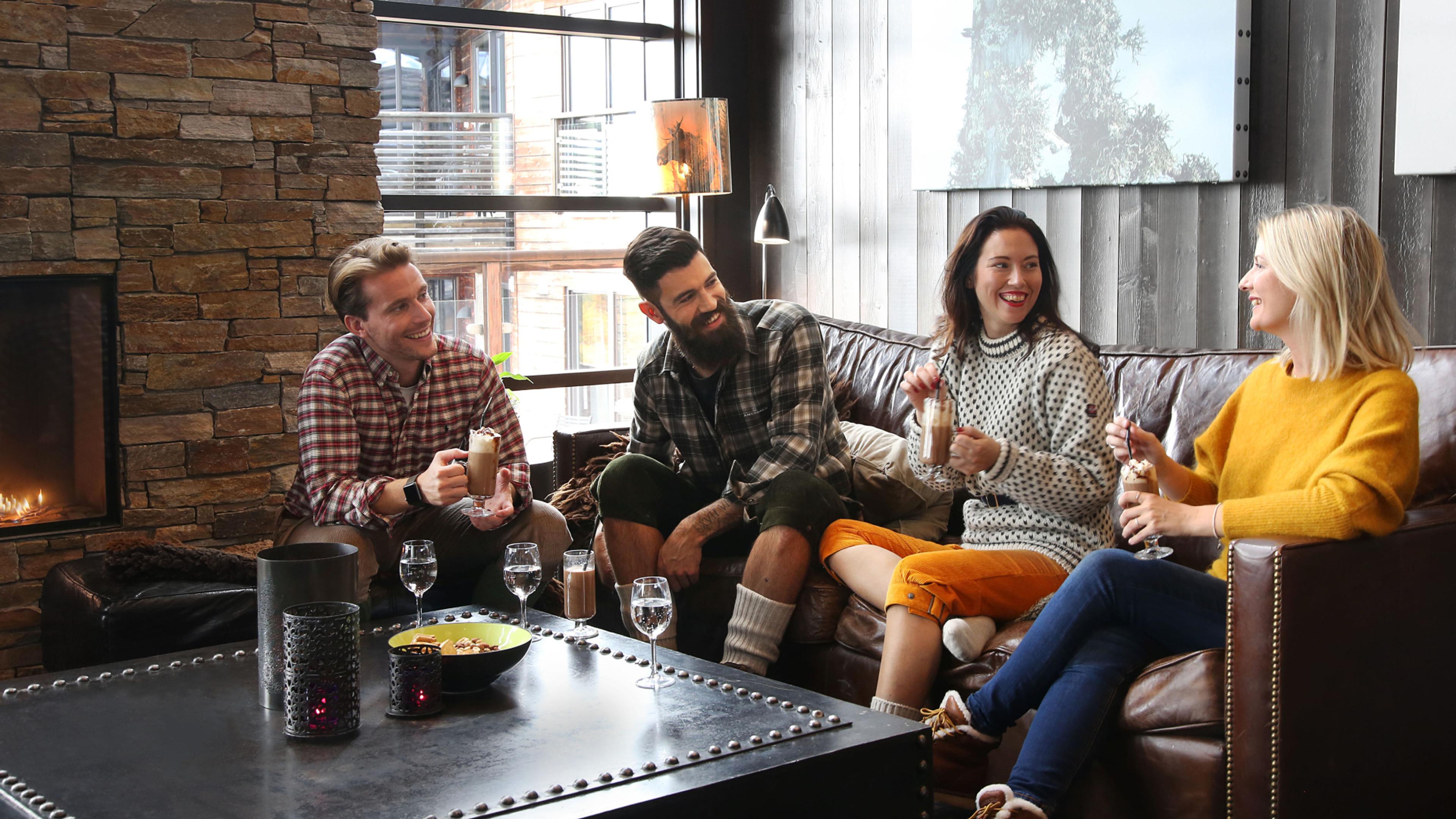 Friends enjoying the good life in the Norefjell mountain
