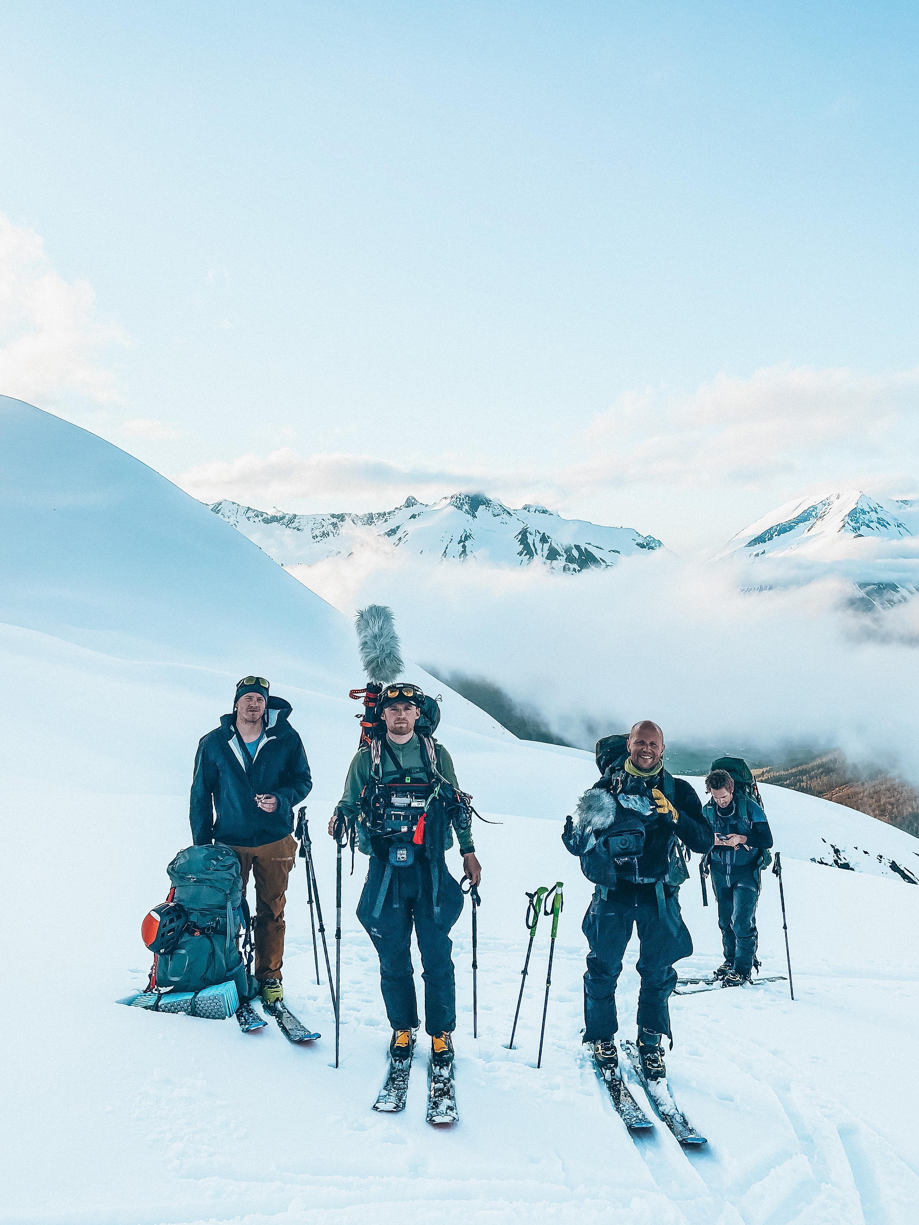 Four men are ski touring in Ørsta, Fjord Norway