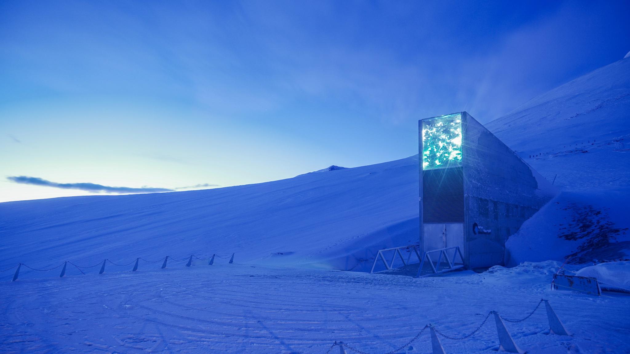 The artistic entrance of the global seed vault on the Svalbard islands, Northern Norway