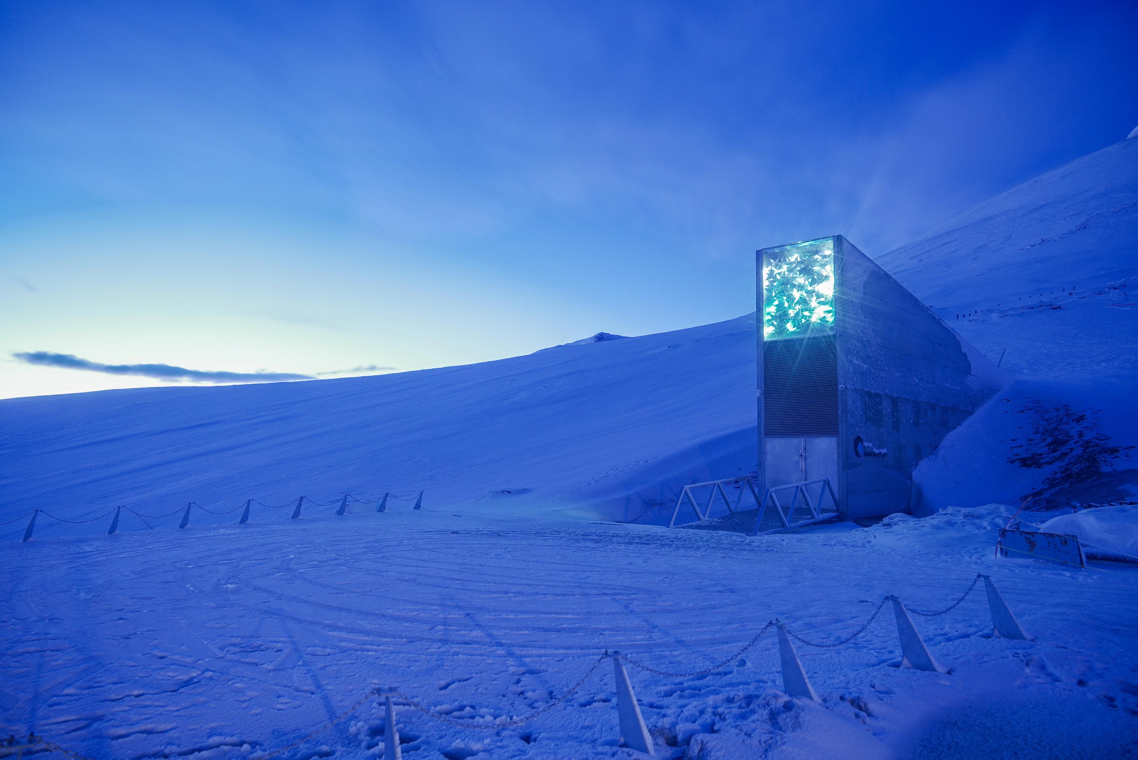 The artistic entrance of the global seed vault on the Svalbard islands, Northern Norway