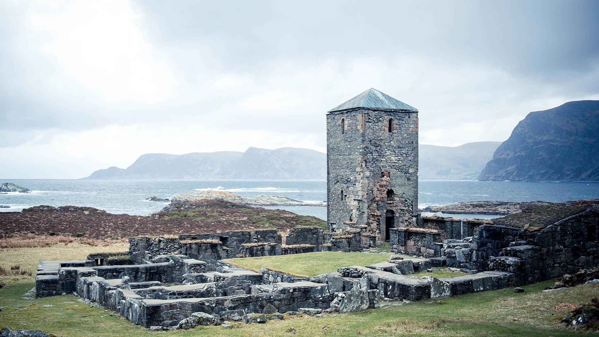 The old Selja monastery outside Selje in the Nordfjord region of Fjord Norway